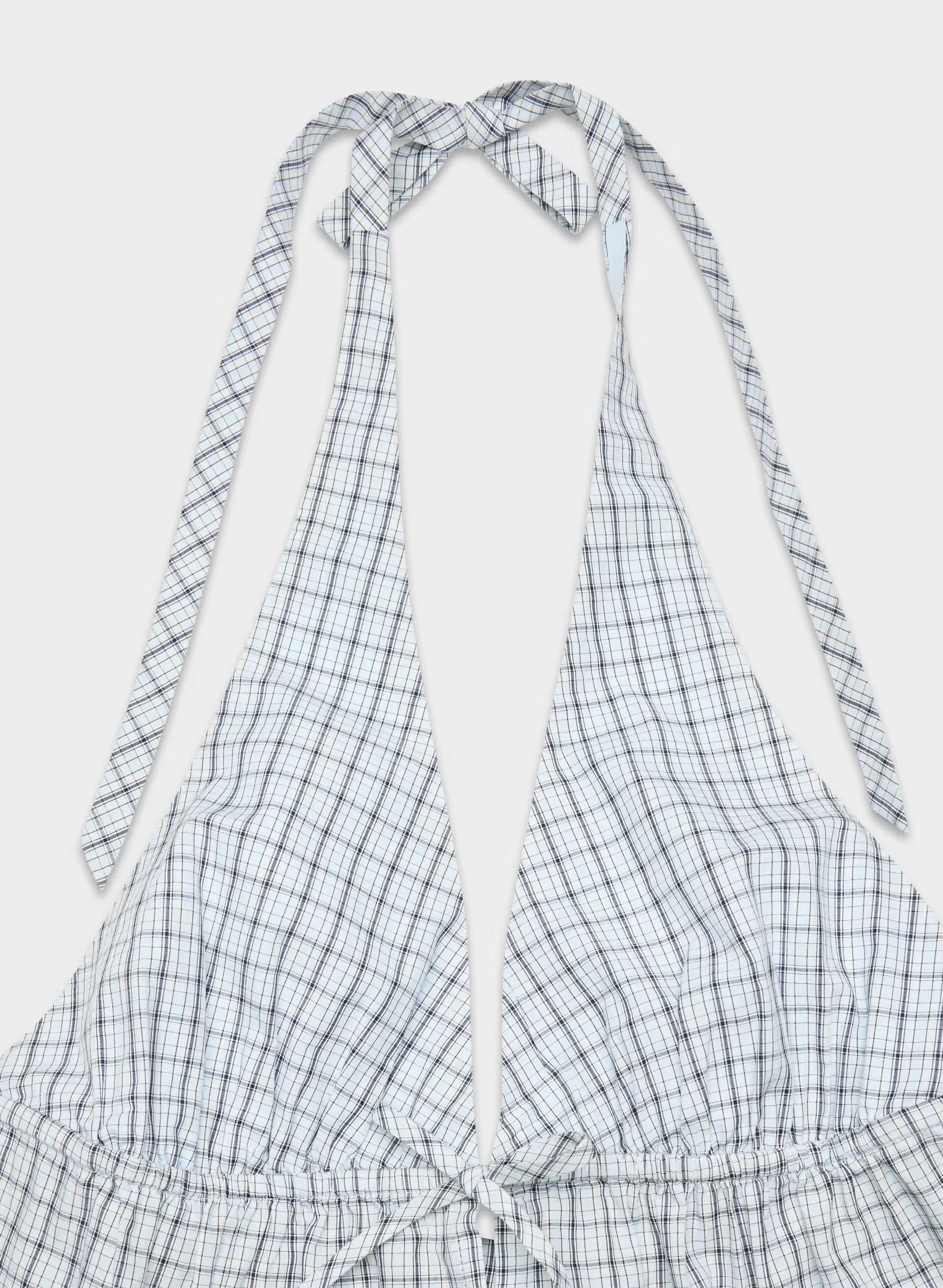 Brioche Poplin Halter Top - ROMMEY CHCK VL BL/ADM