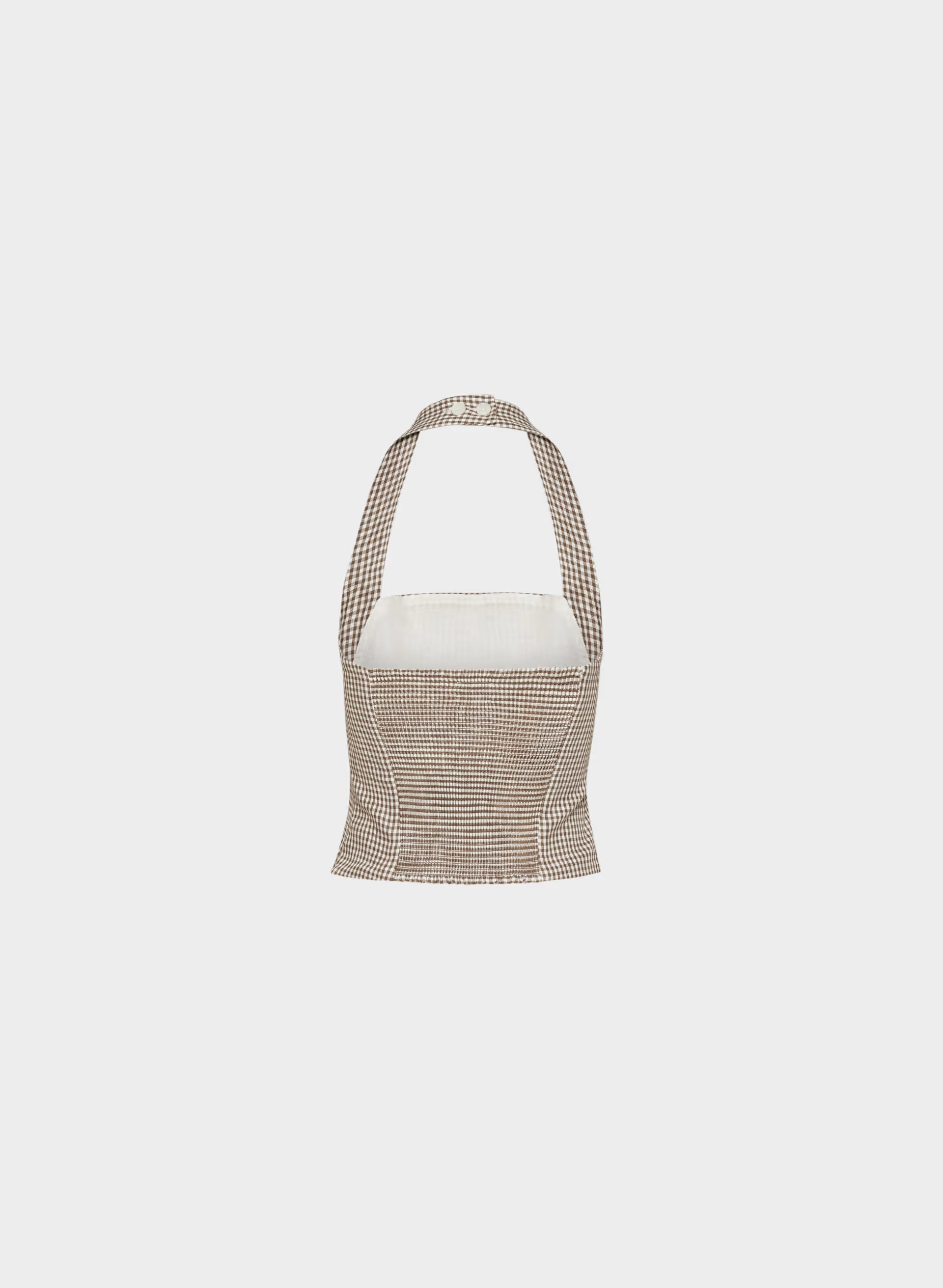 Whisper Linen Halter Top - SRPHN CHCK L BH/CL BR