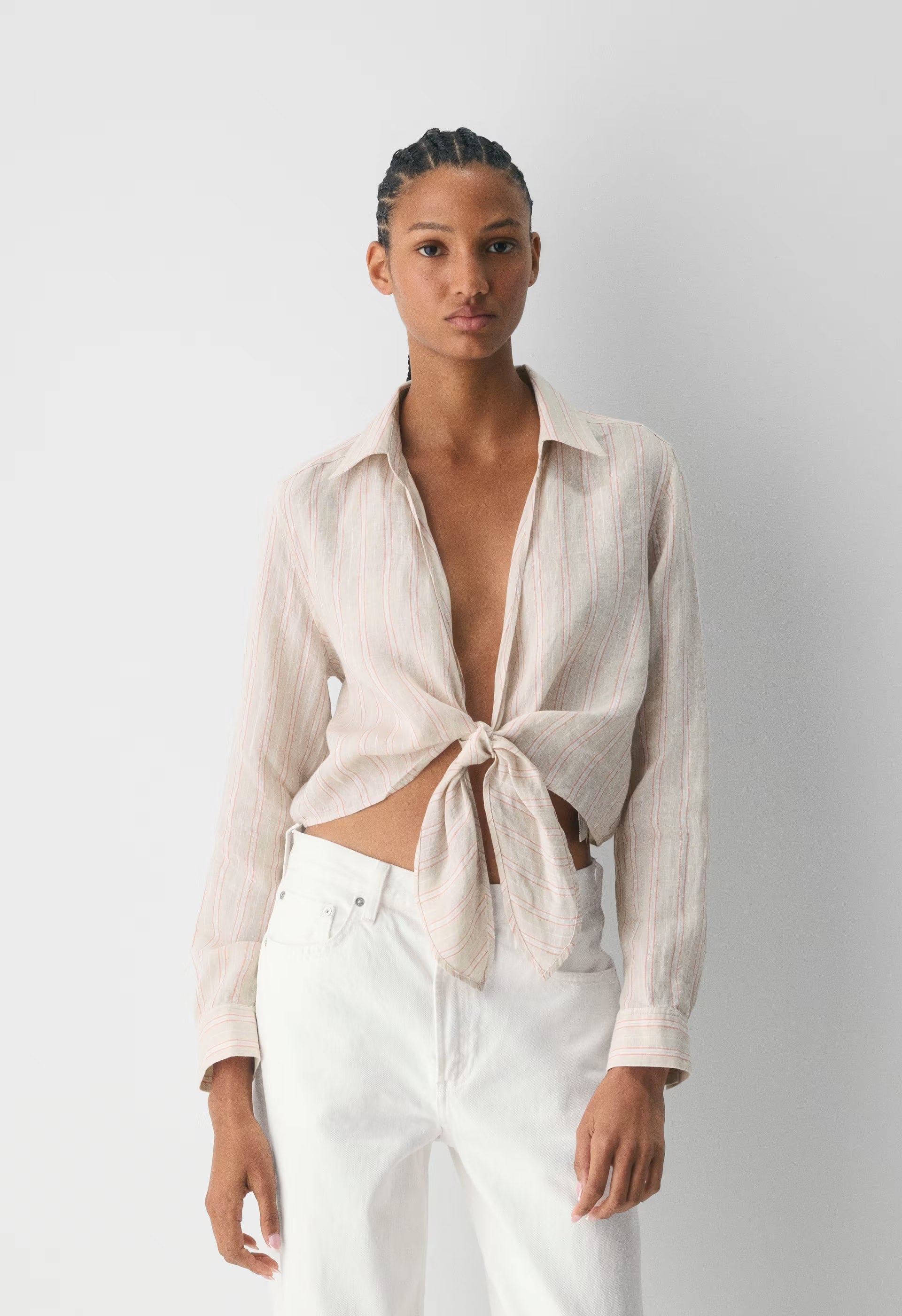Connection Linen Blouse - BRILY STRP MTTP/KLPK