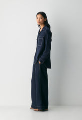 Utility Linen Shirt - ADMIRAL/ LIGHT BIRCH