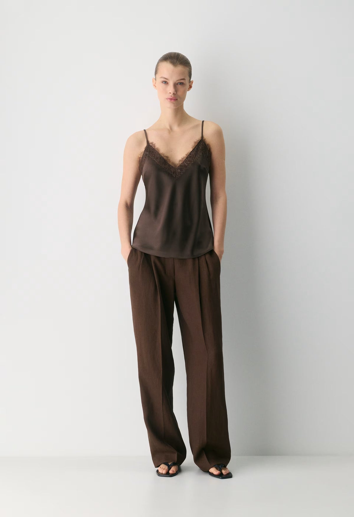 Sunlane Satin Camisole - RICH MOCHA BROWN