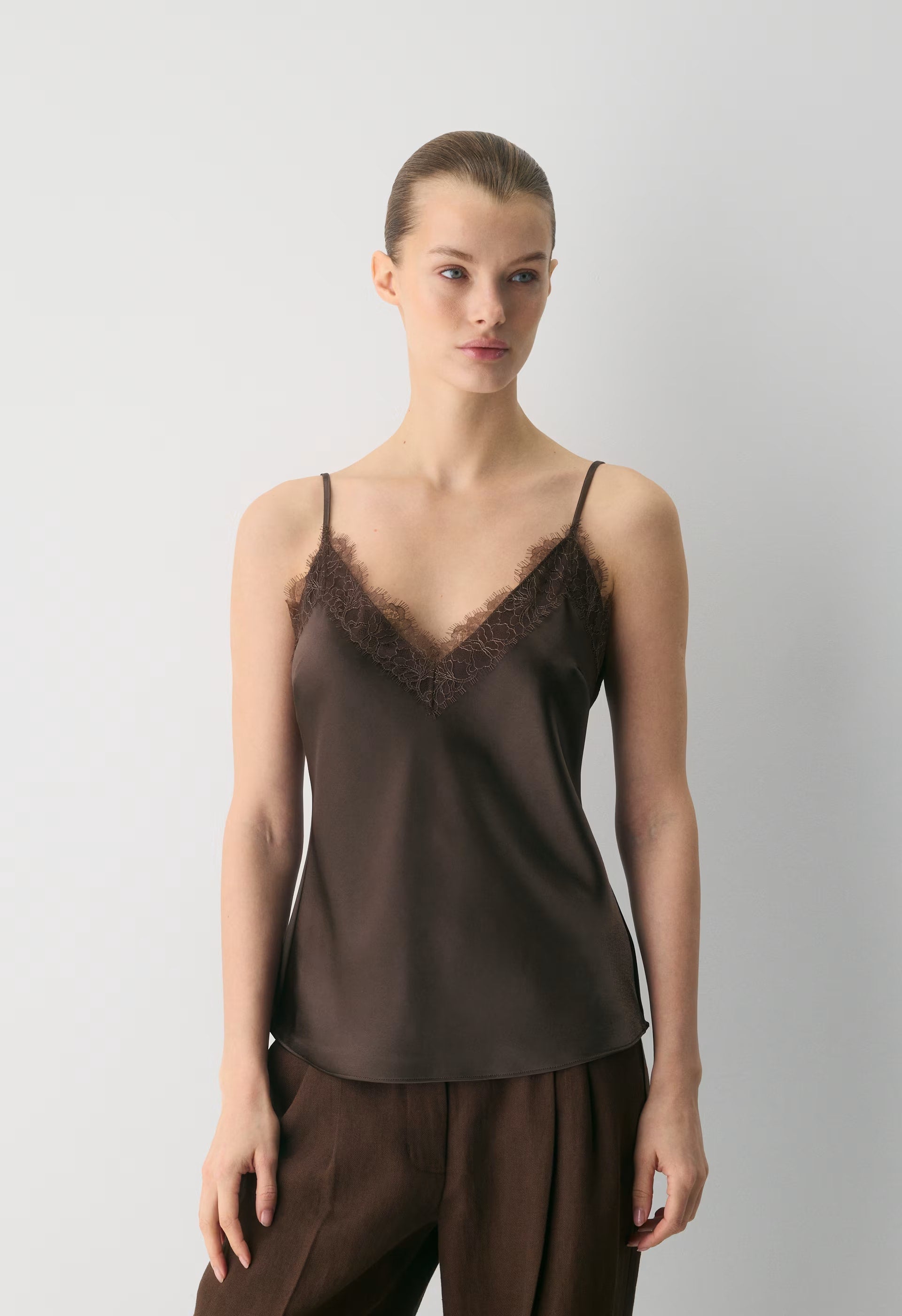 Sunlane Satin Camisole - RICH MOCHA BROWN