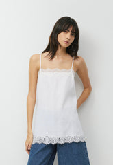 Serif Linen Camisole - WHITE/LIGHT BIRCH
