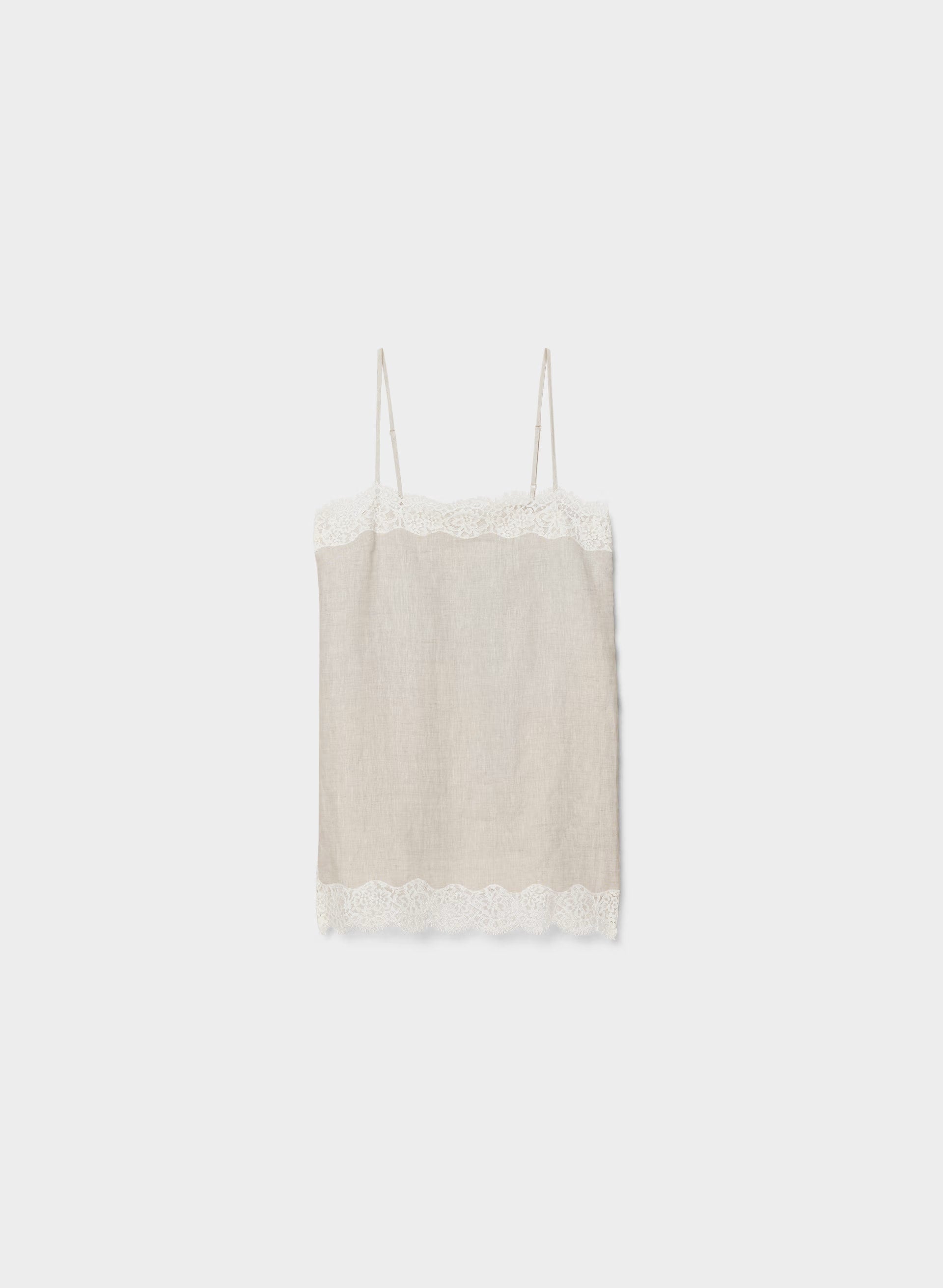 Serif Linen Camisole - UNDYED ECRU/LT BIRCH