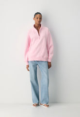 Cozy Sweatfleece Boyfriend 1/2 Zip - MILKSHAKE PINK