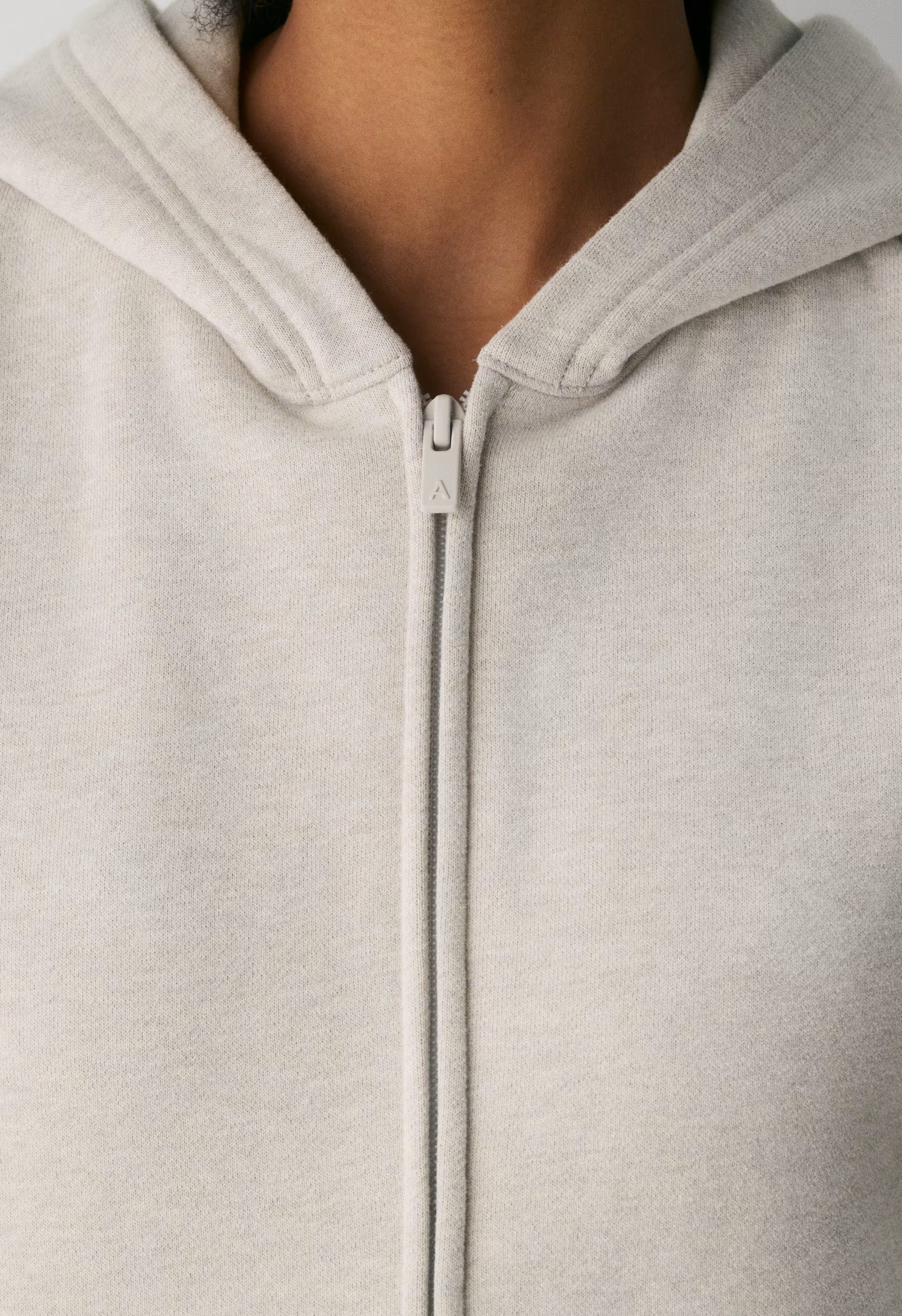 Cozy Sweatfleece Perfect Zip Hoodie - HEATHER ECRU
