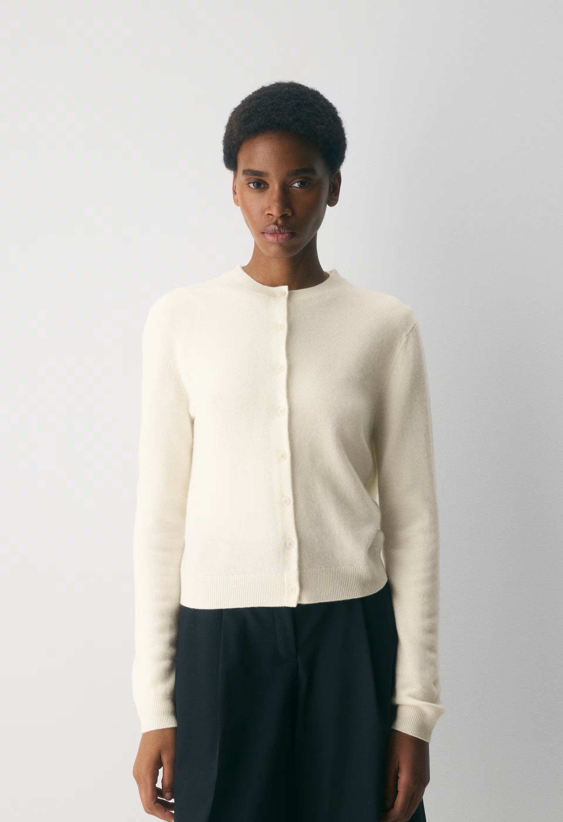 Bare Cashmere Noteworthy Cardigan - LIGHT BIRCH