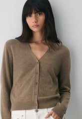 Bare Cashmere Laureate Cardigan - HEATHER FOLIO TAUPE