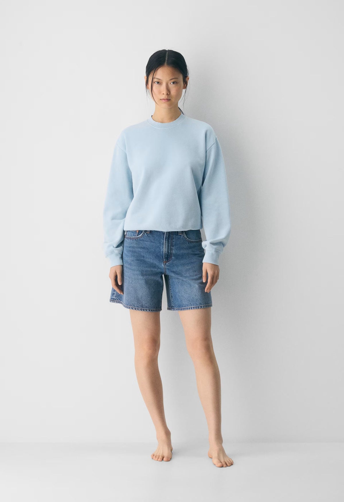 Cozy Sweatfleece Perfect Crew Sweatshirt - NO-STRESS BEACH BLUE