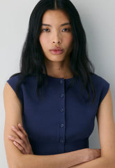 Golightly Sleeveless Cardigan - Wonder Yarn - HARBOUR NAVY