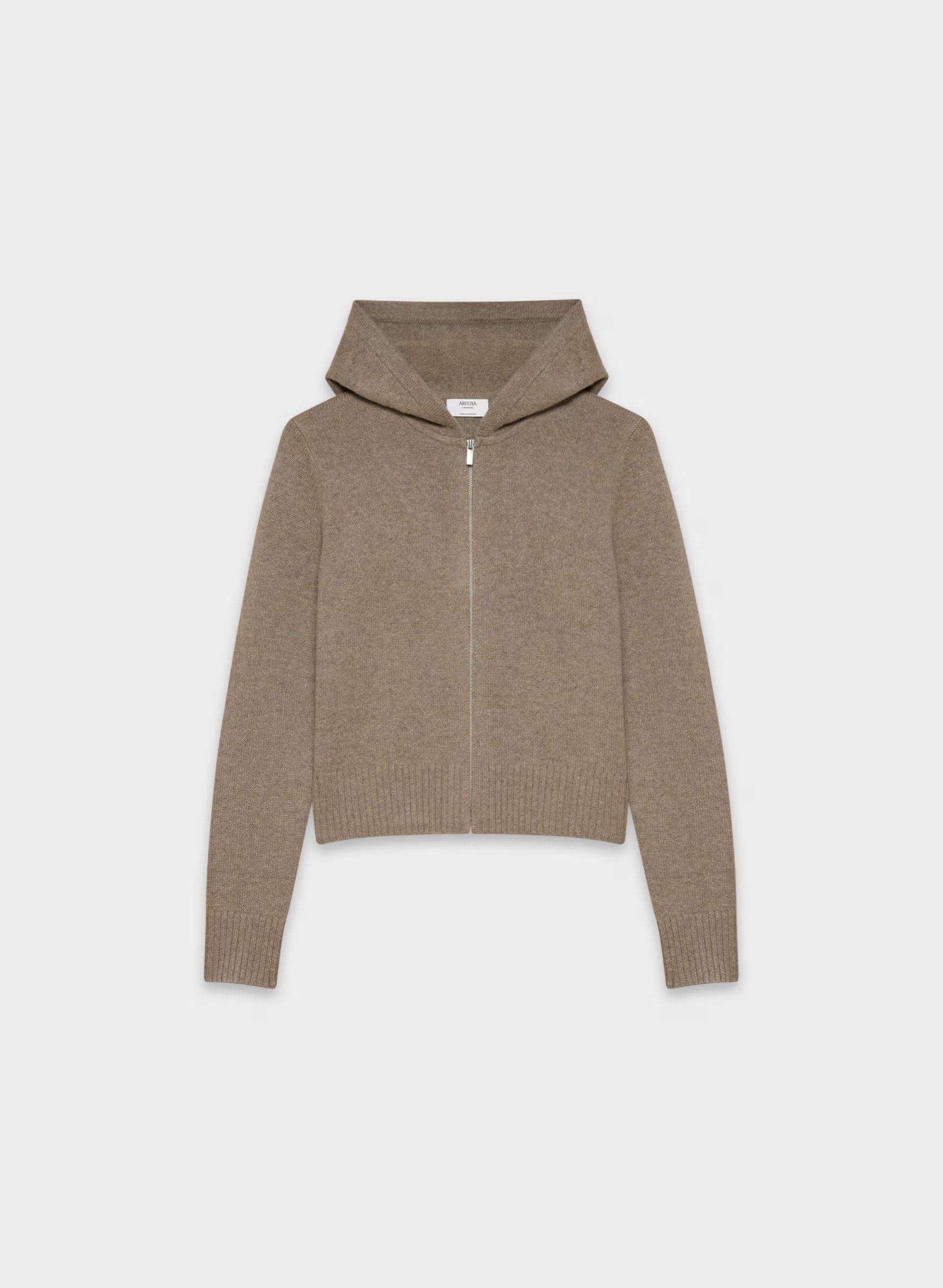Essential Cashmere Idyllic Zip Hoodie - HEATHER FOLIO TAUPE