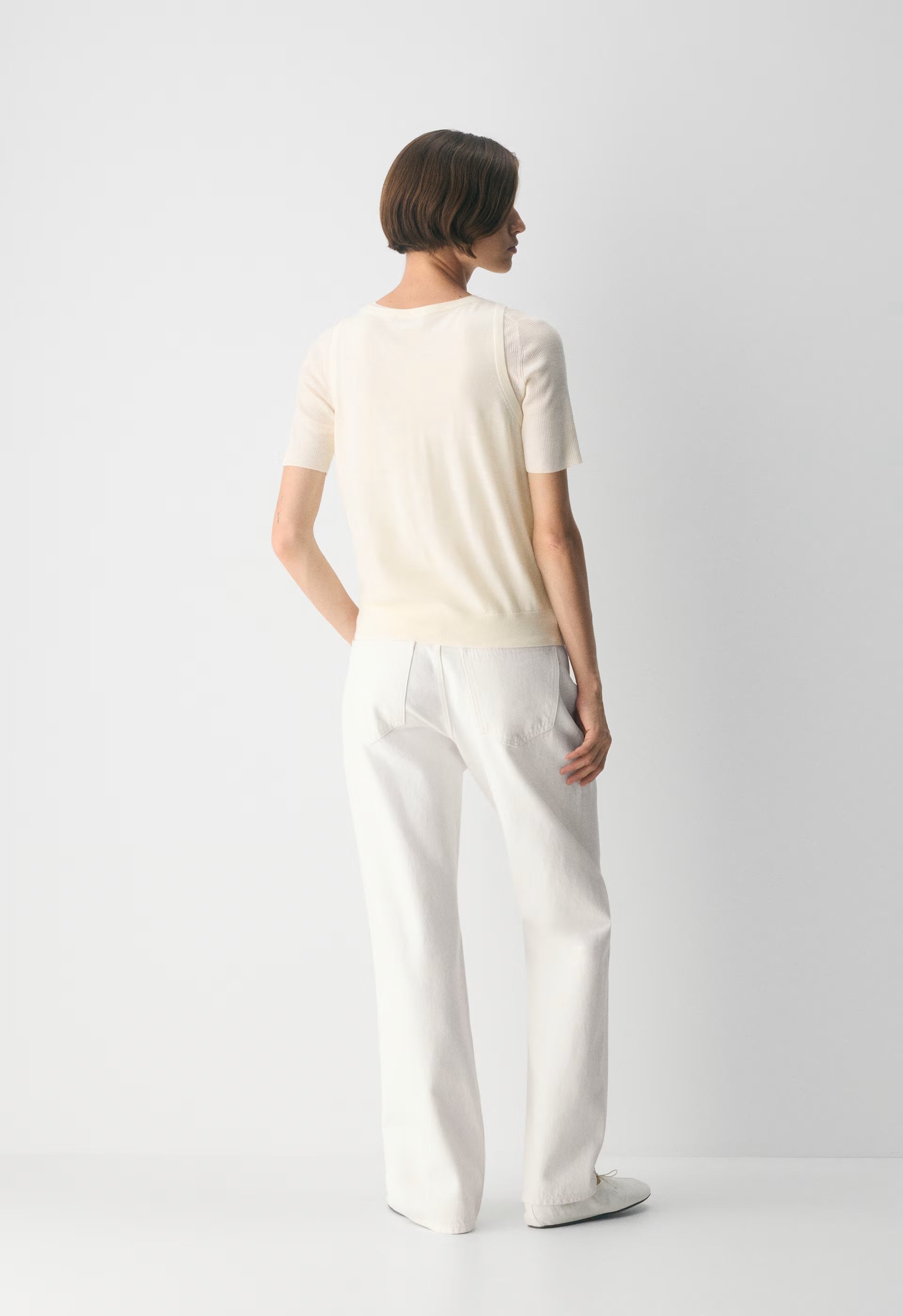 Fine Merino Wool Pasture Sweater Vest - LYCHEE WHITE