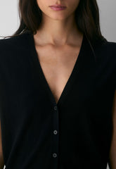 Fine Merino Wool Wedgewood Sweater Vest - BLACK
