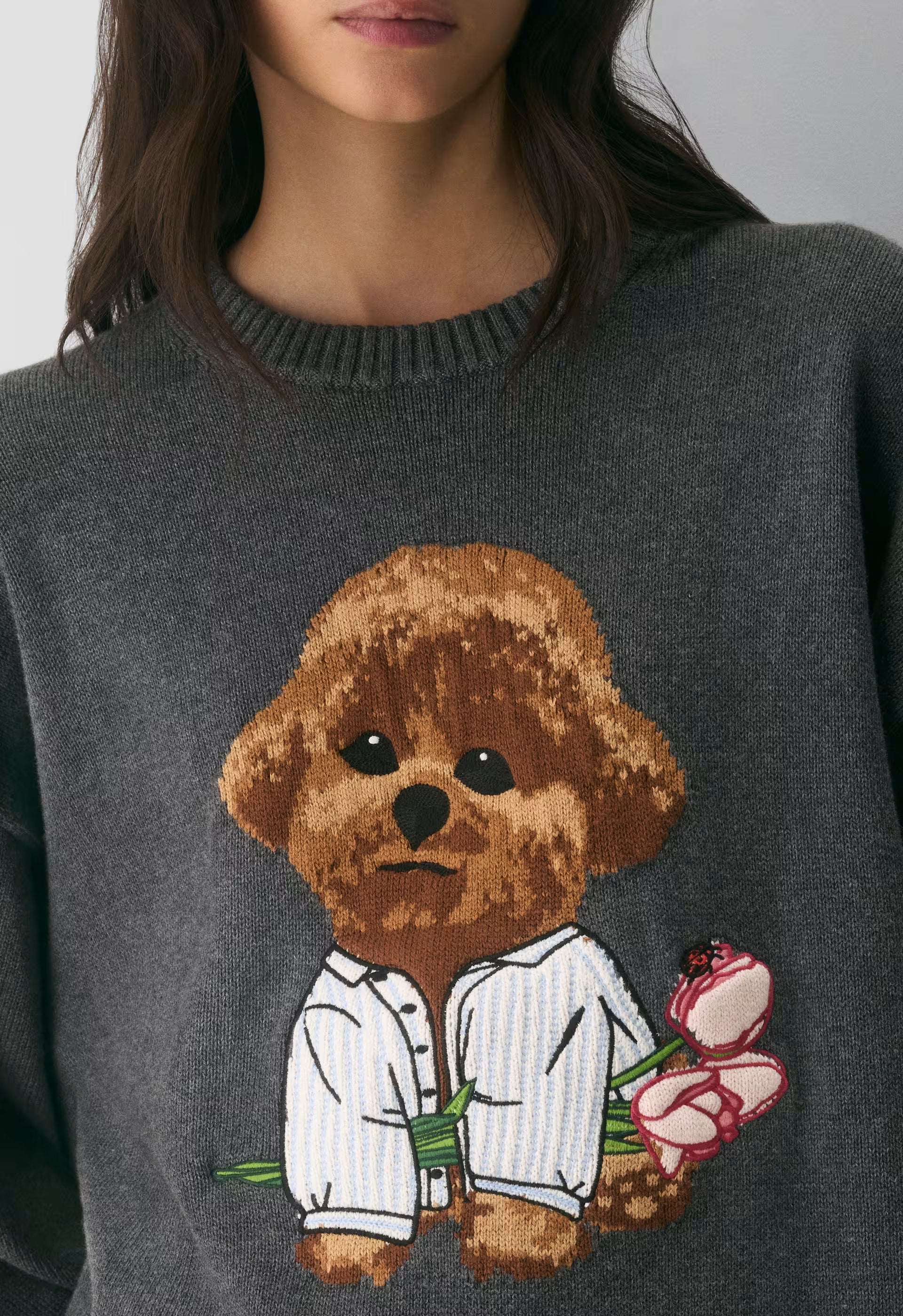 Cotton Charm™ Peggy Icon Sweater - RIPPLE BLUE/BEAR