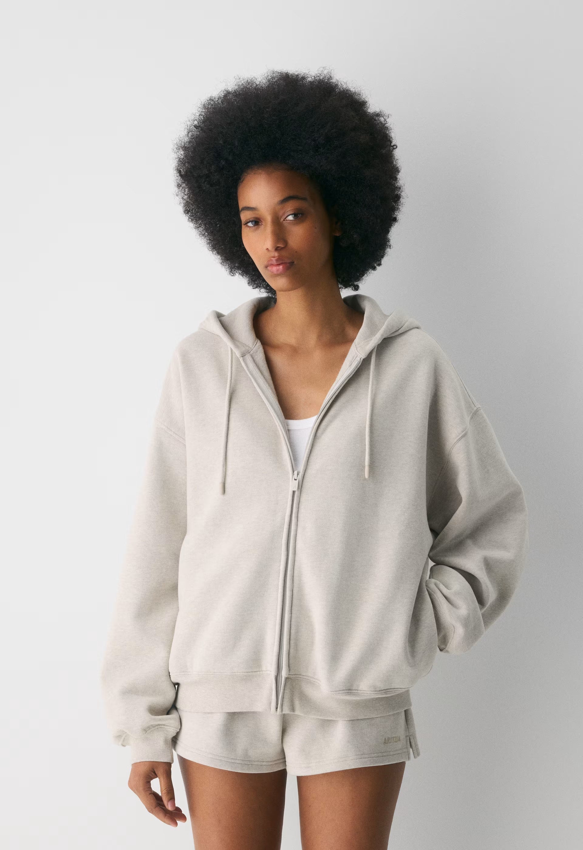 Cozy Sweatfleece Mega Zip Hoodie - HEATHER ECRU