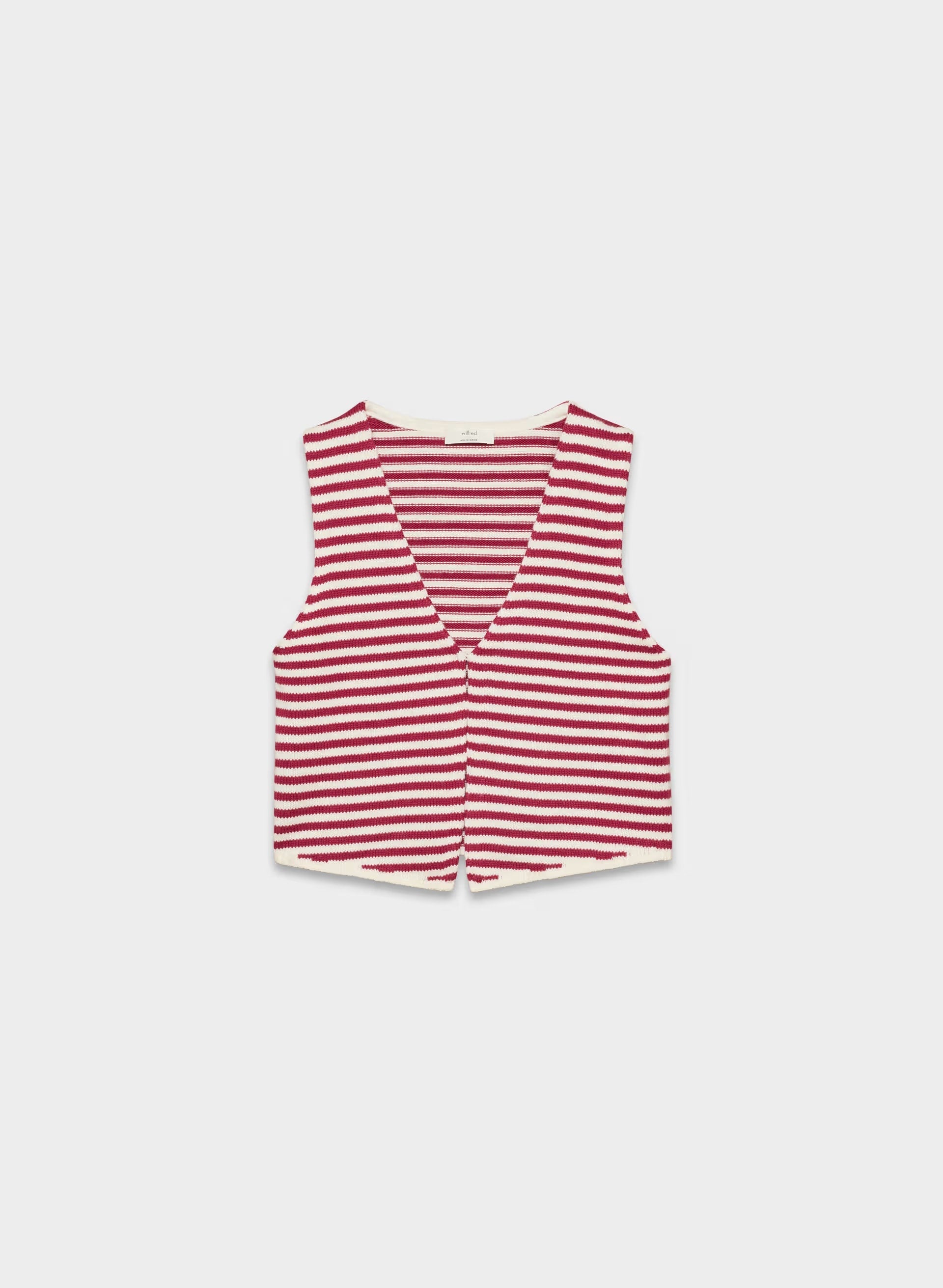 Cotton Charm™ Basque Sweater Vest - LIGHT BIRCH/JUICY ROSE