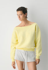 Cozy Sweatfleece BF Off-Shoulder Sweatshirt - LEMONADE