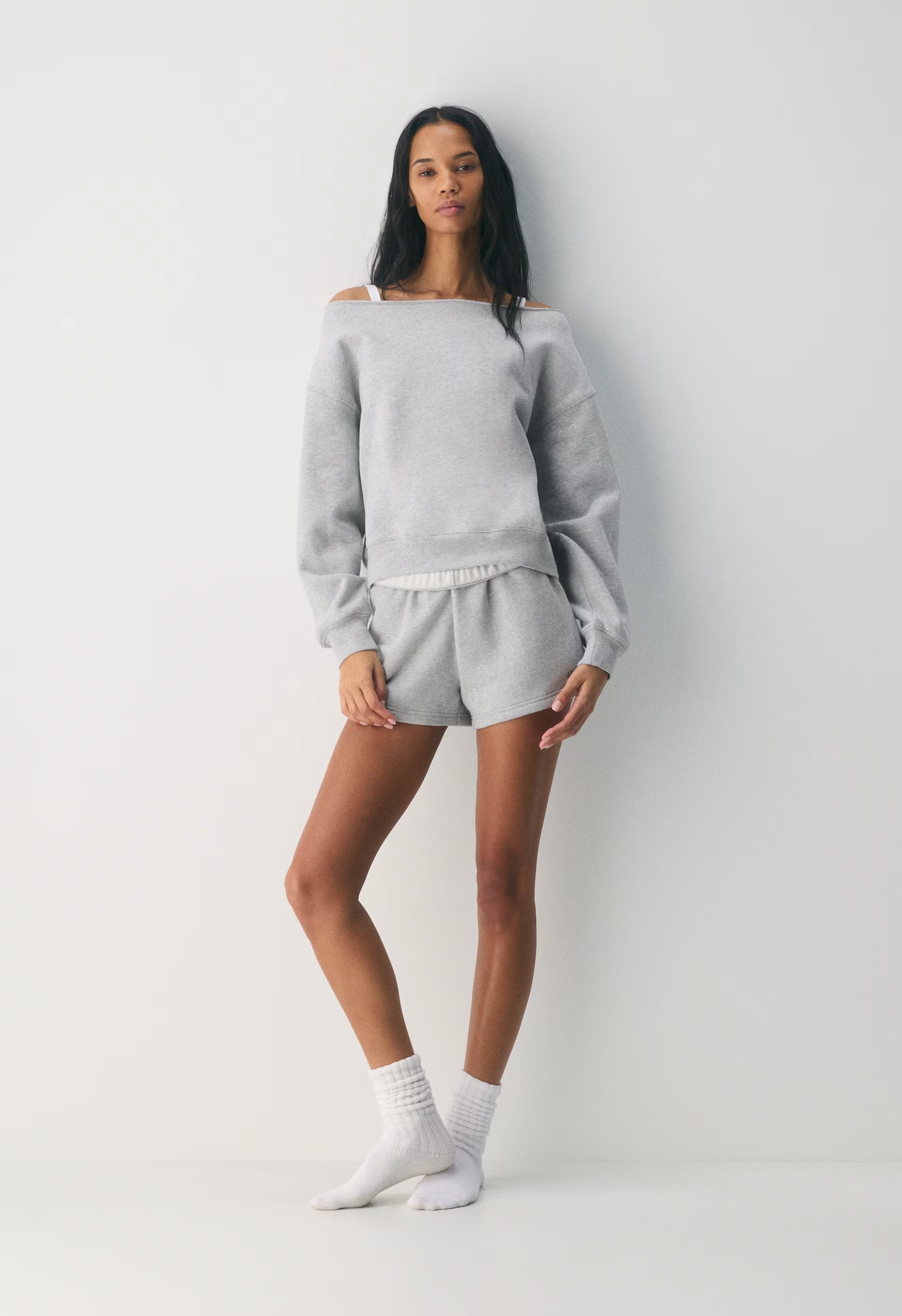 Cozy Sweatfleece BF Off-Shoulder Sweatshirt - MILKSHAKE PINK