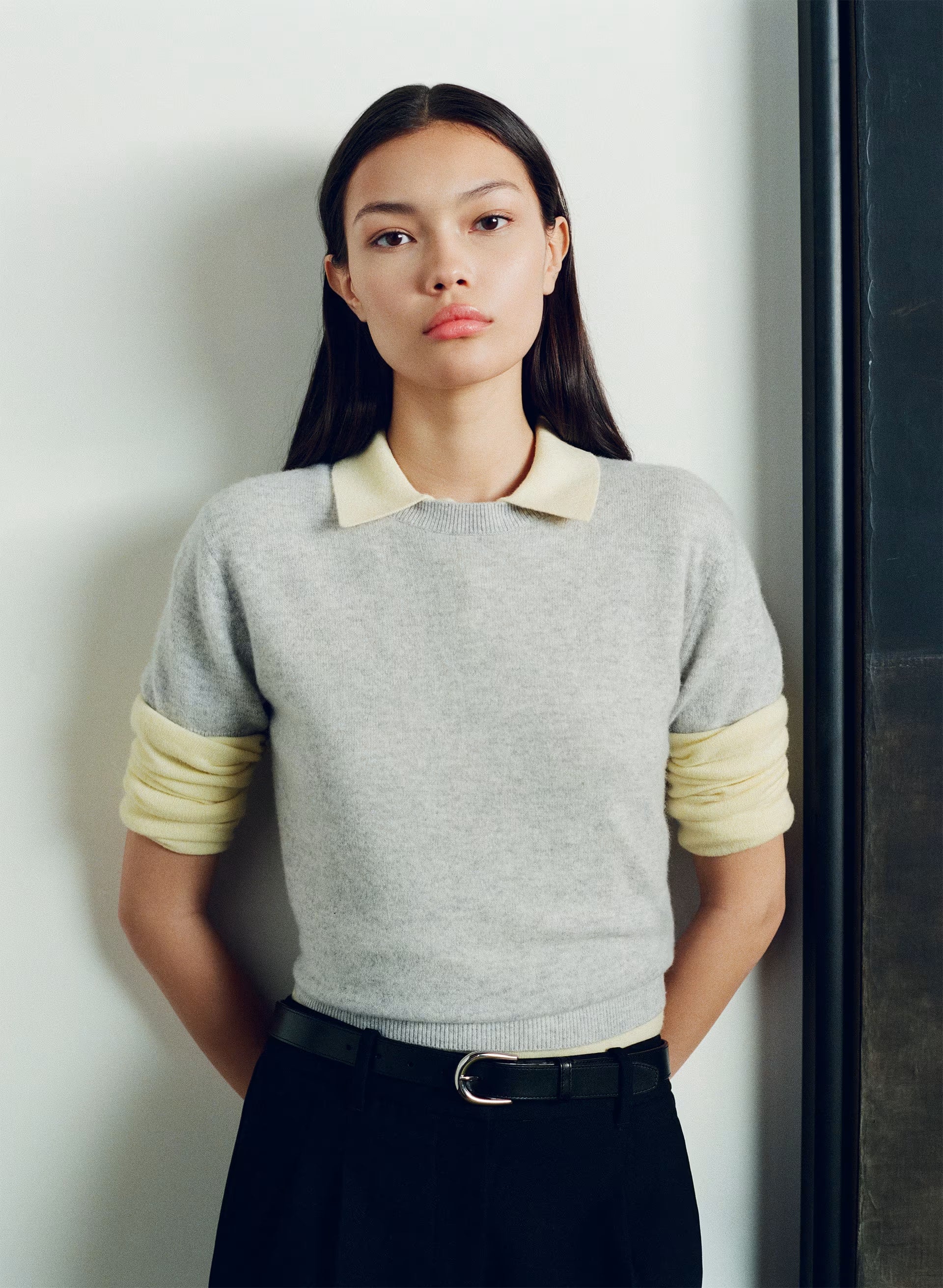 Bare Cashmere Bloor Shortsleeve Sweater - HEATHER CHROME