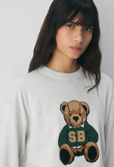 Cotton Charm™ Prep Icon Sweater - H CLD WHT/ TEDDY BEAR