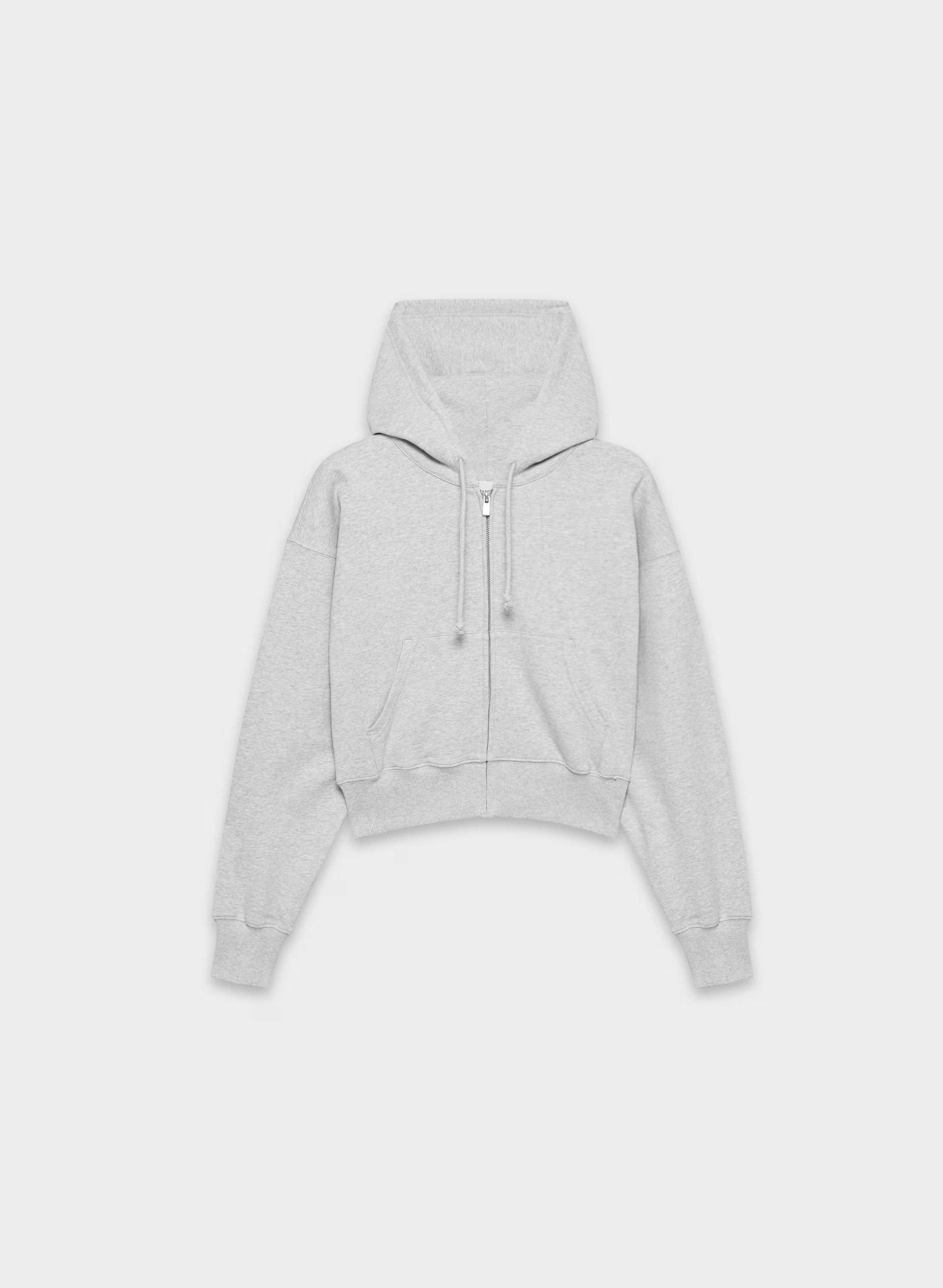 Terry Sweatfleece Boyfriend Boxy Zip Hoodie - HEATHER CHROME