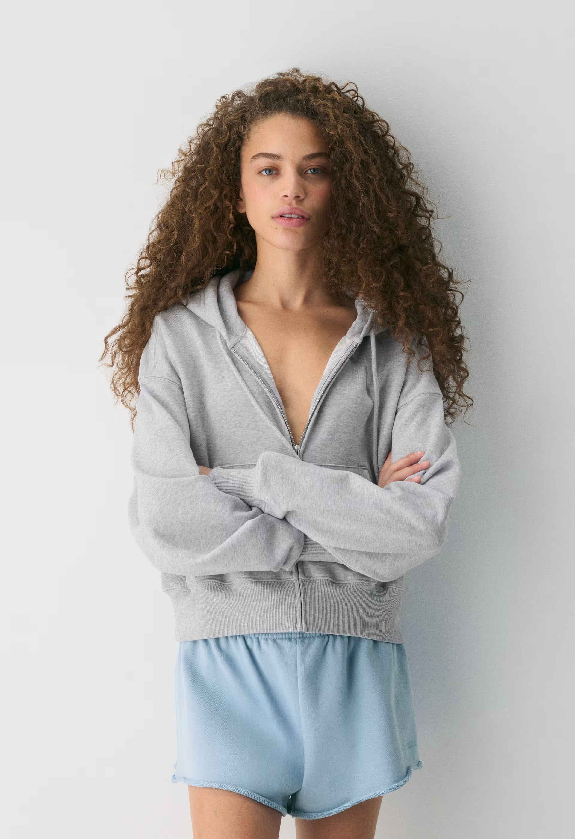 Terry Sweatfleece Boyfriend Boxy Zip Hoodie - HEATHER DARK GREY