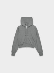 Terry Sweatfleece Boyfriend Boxy Zip Hoodie - HEATHER DARK GREY
