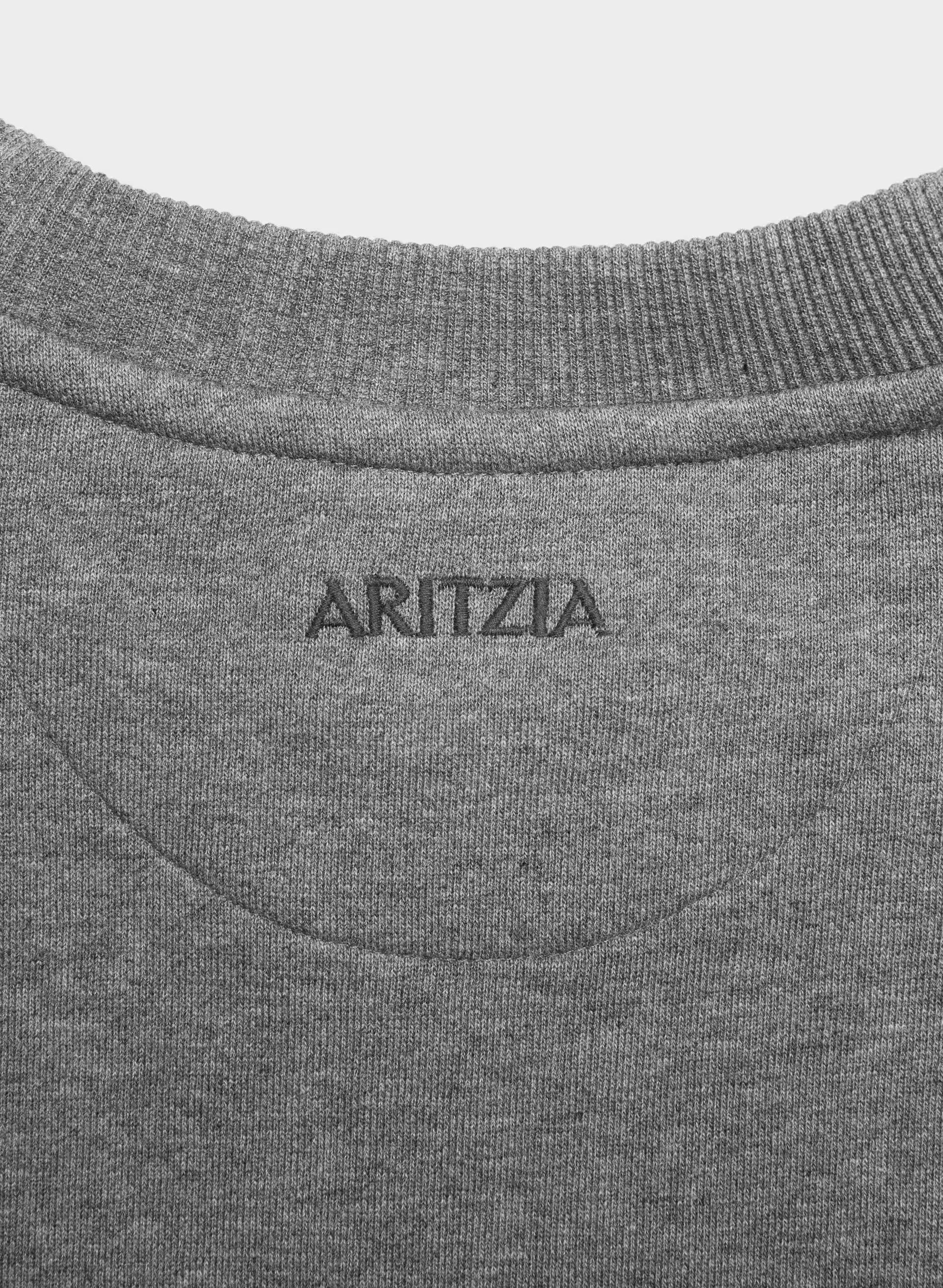 Terry Sweatfleece Mega Crew Sweatshirt - HEATHER DARK GREY