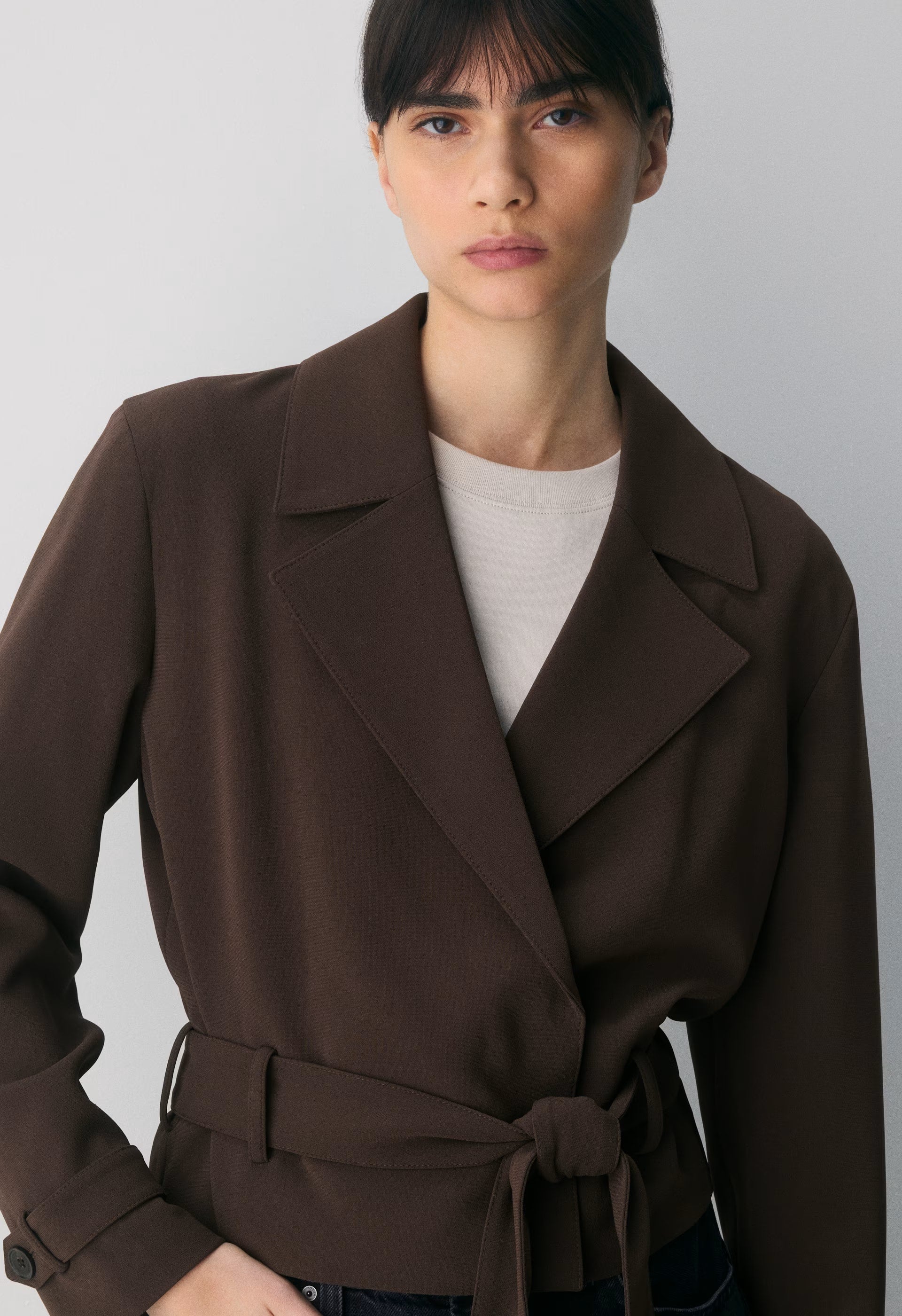 Postage Trench Coat - Sway Crepe - RICH MOCHA BROWN