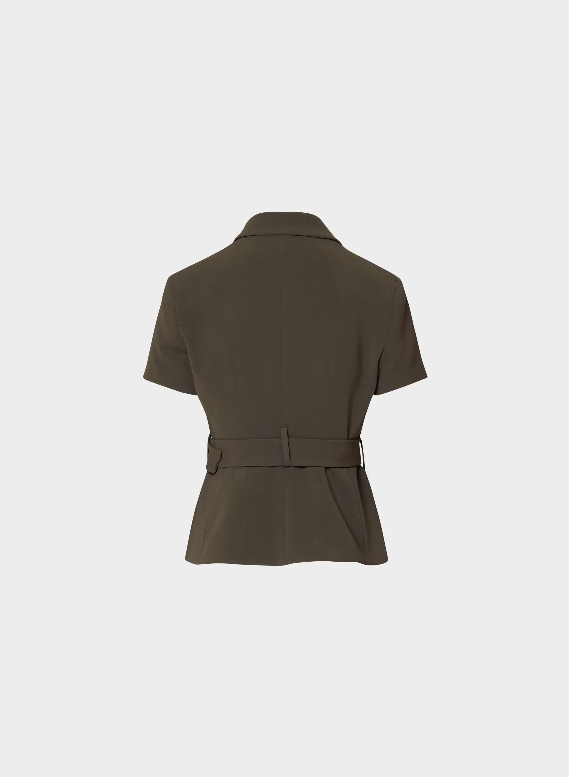 Brynn Shortsleeve Blazer - Sway Crepe - CACAO NIB BROWN
