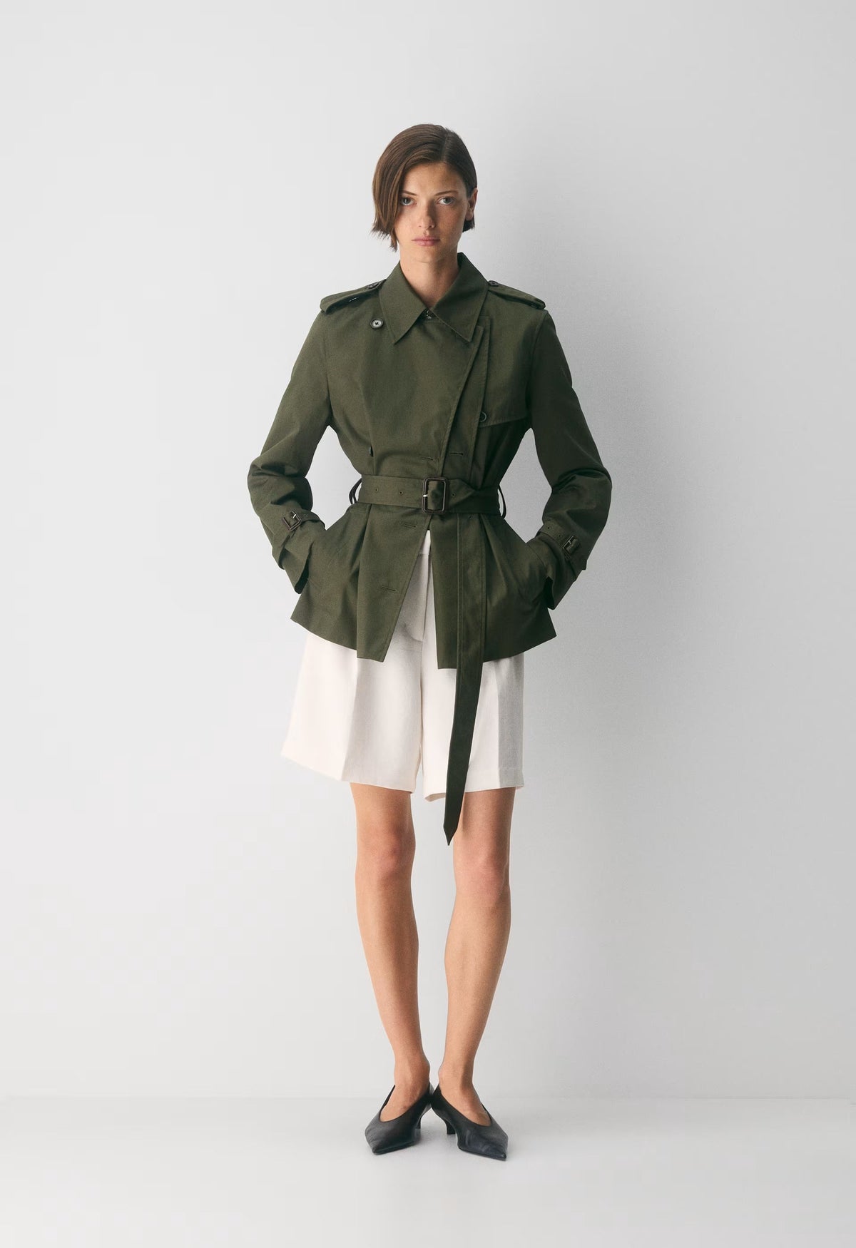 The Finch Short Trench Coat - City Twill - DARK OLIVE