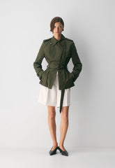 The Finch Short Trench Coat - City Twill - DARK OLIVE