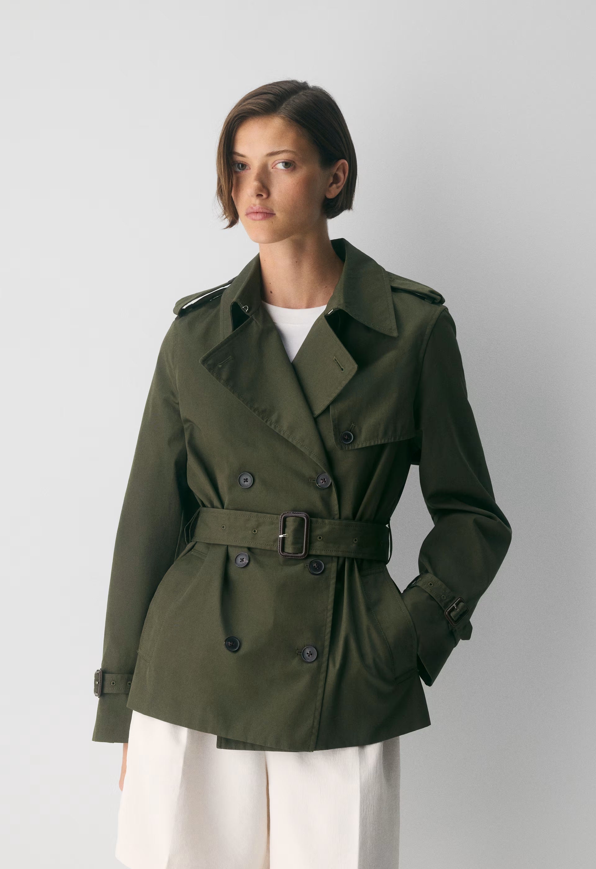 The Finch Short Trench Coat - City Twill - DARK OLIVE