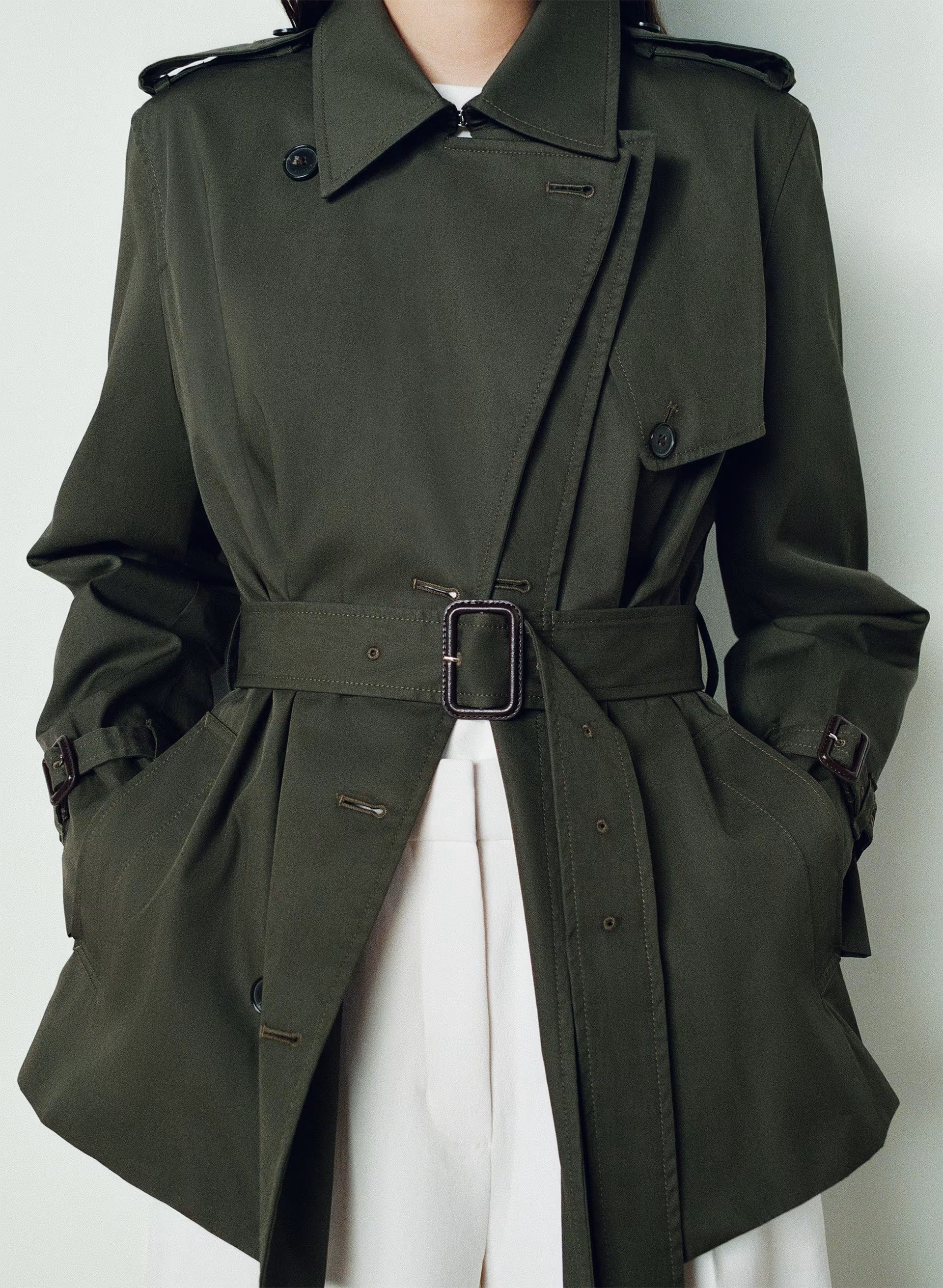 The Finch Short Trench Coat - City Twill - DARK OLIVE