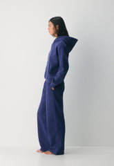 Cozy Sweatfleece Boyfriend Wide Sweatpant - HARBOUR NAVY