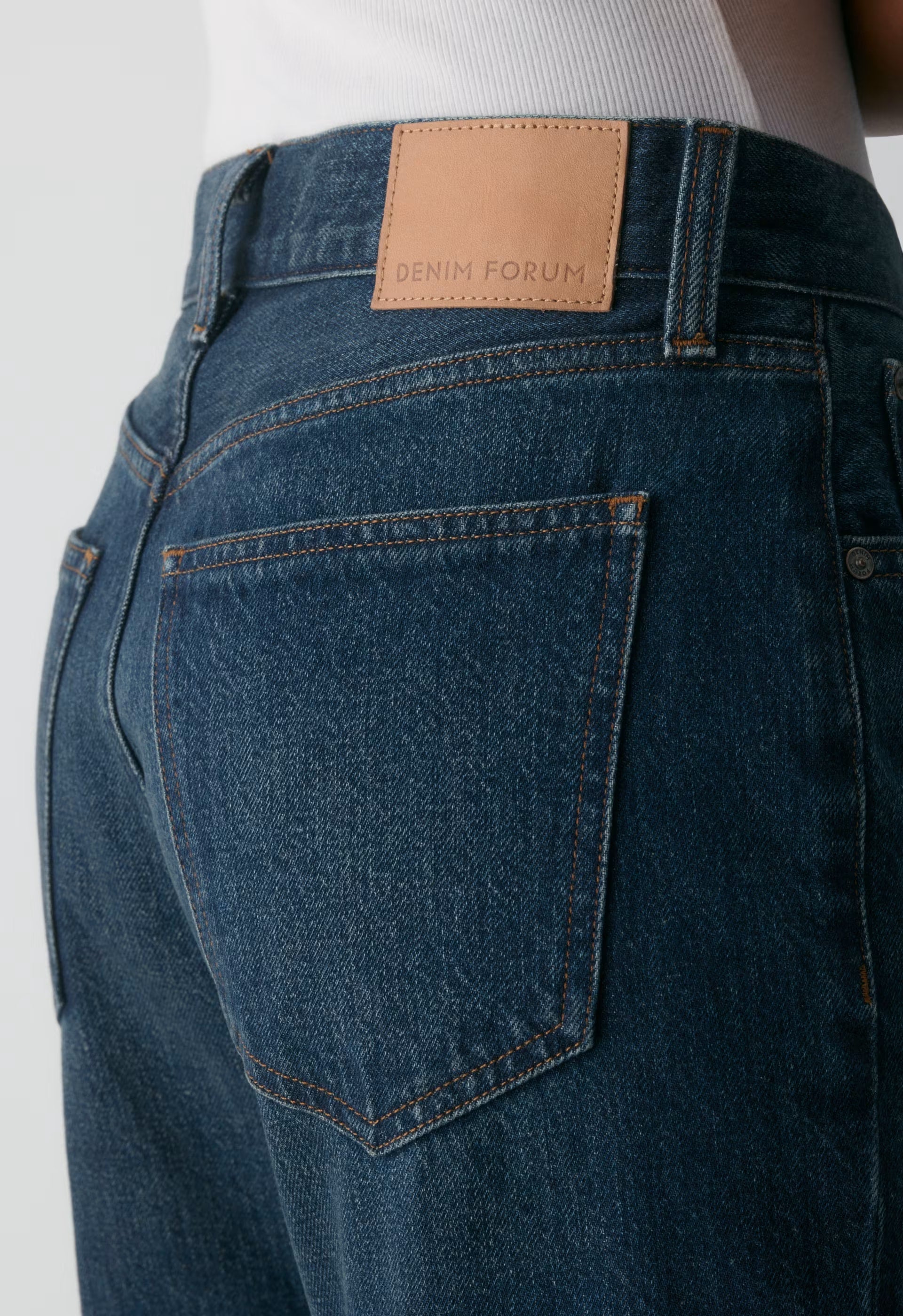 Denim Forum The Farrah Hi-Rise Wide Jean - BE ABOUT DARK BLEU