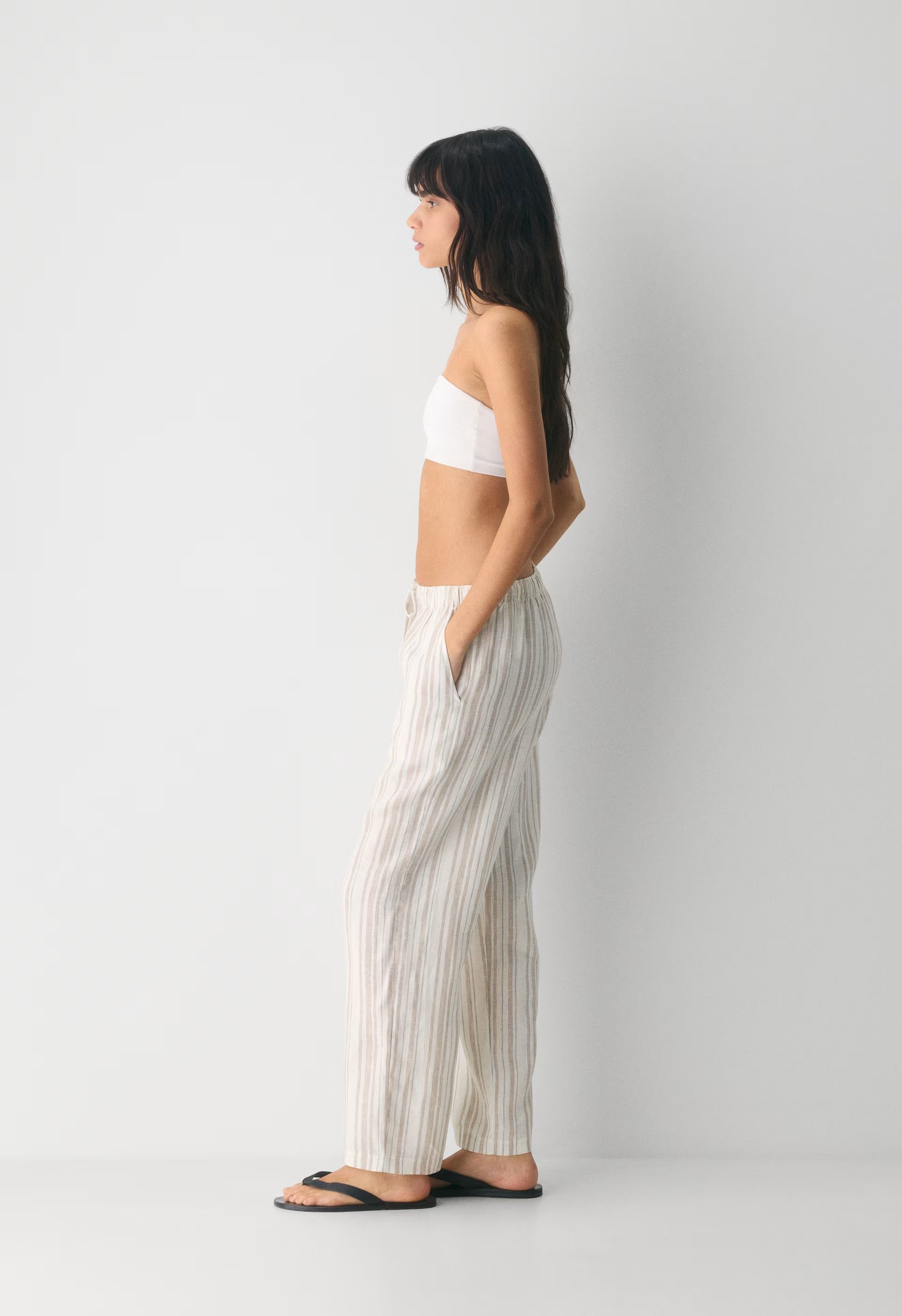 Sail Linen Pant - IMGN STP OK/ MRCN BG