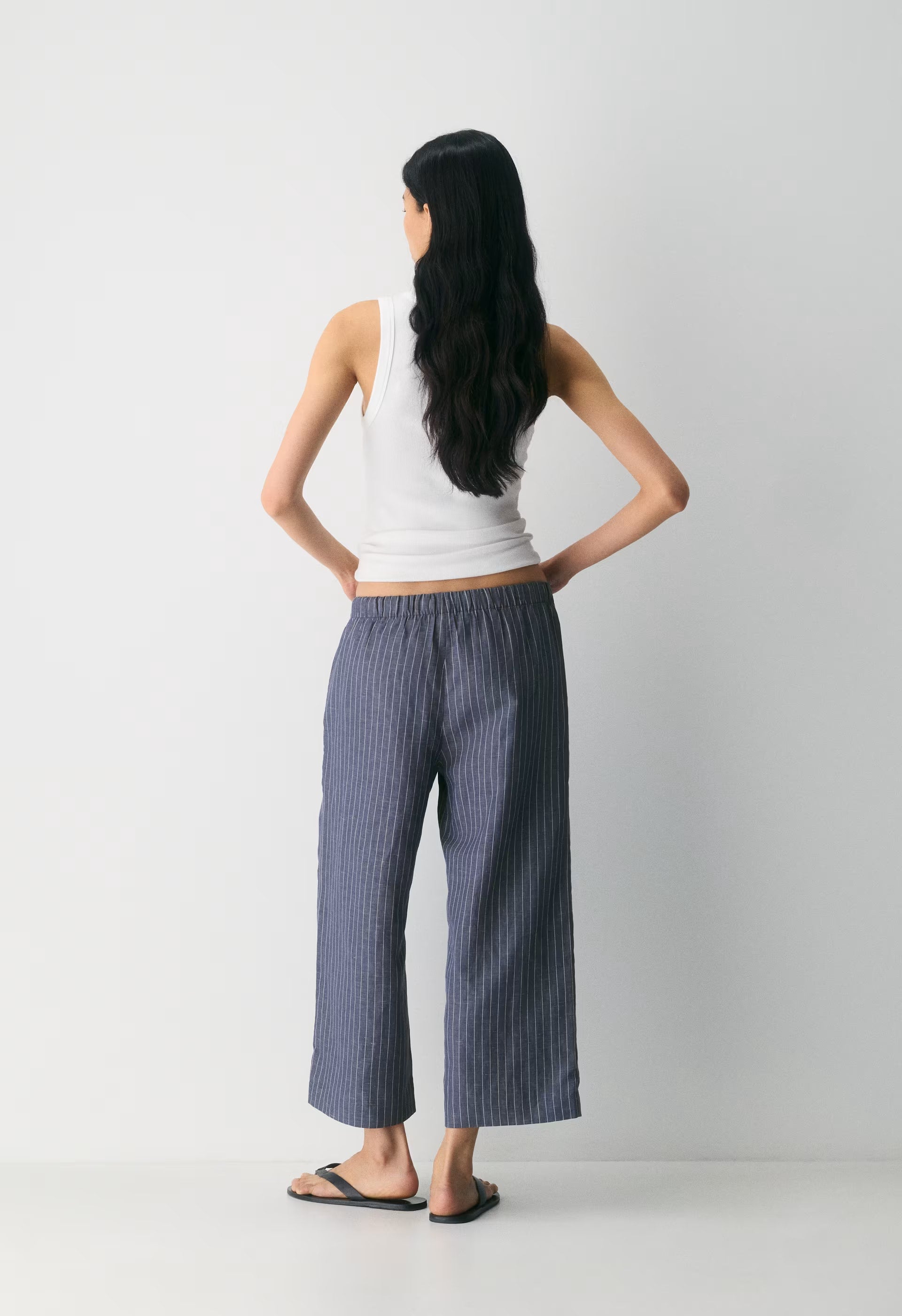 The Lodge Pant™ Cropped - CruiseLinen™ - SUSAN STRPE HRBR NV/W