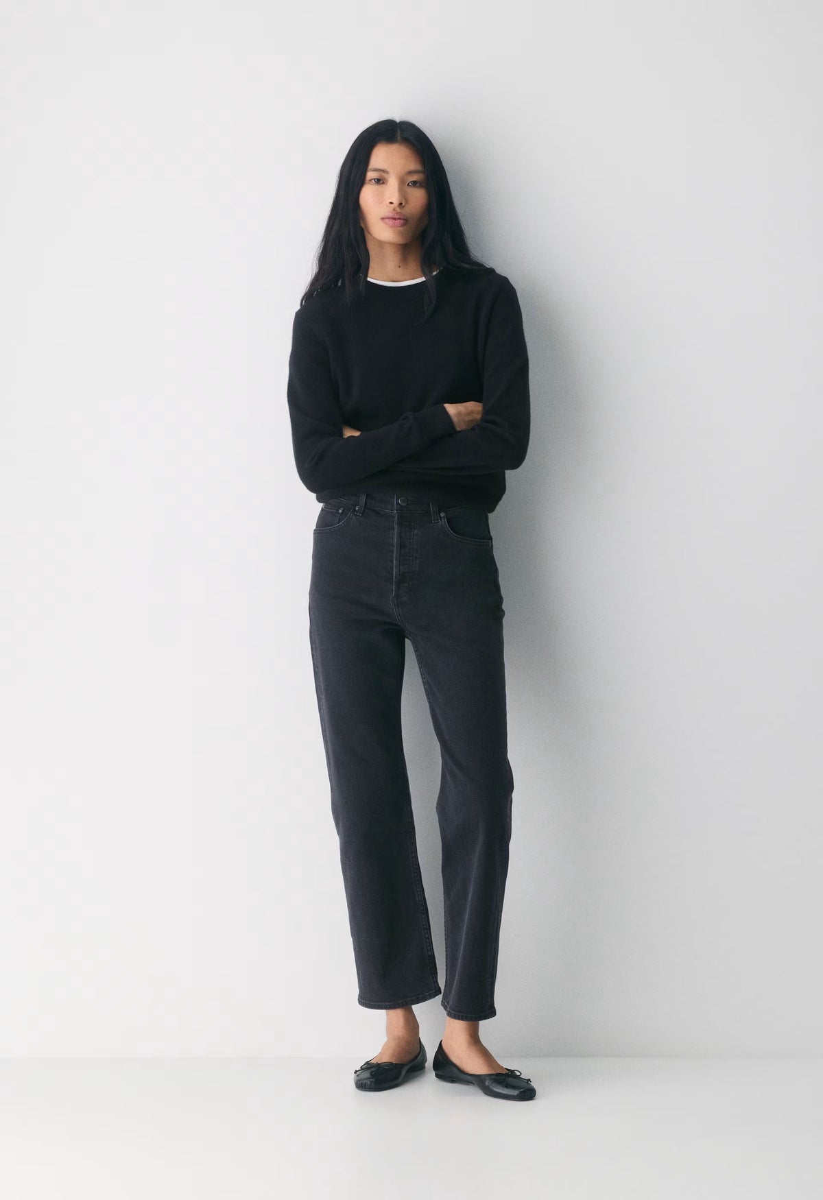 Denim Forum The Arlo Hi-Rise Straight Jean - BLACK EYELINER