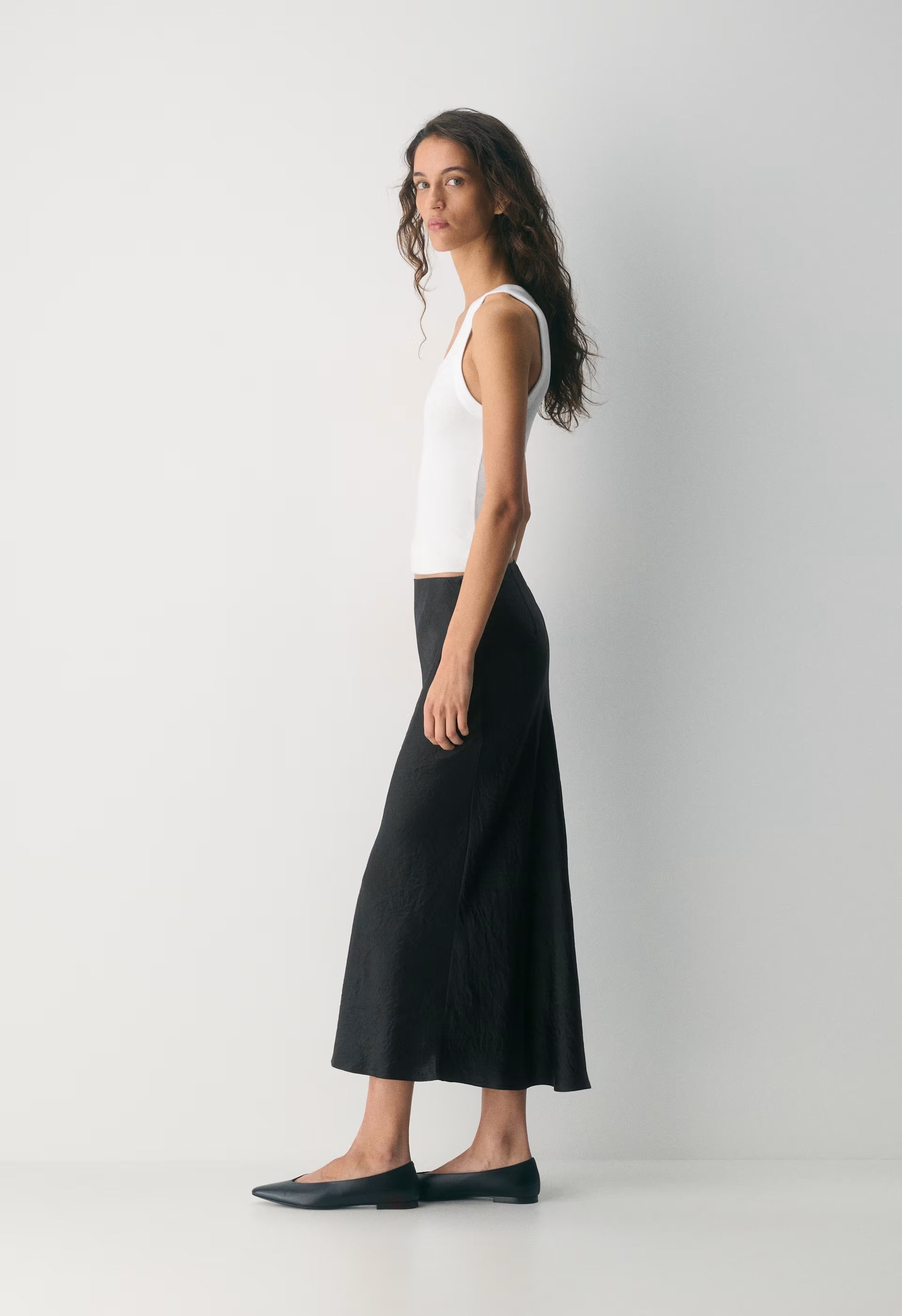 Slip Satin Maxi Skirt - BLACK
