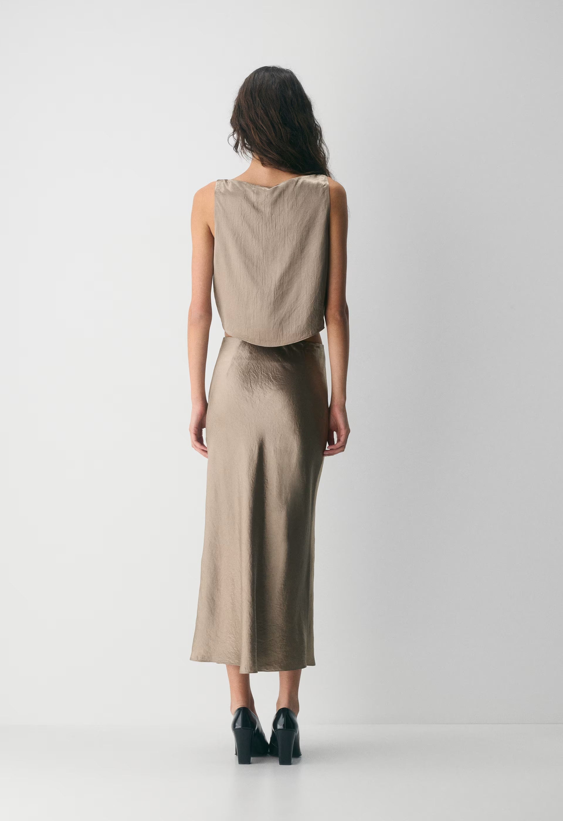 Slip Satin Maxi Skirt - NOMAD TAUPE
