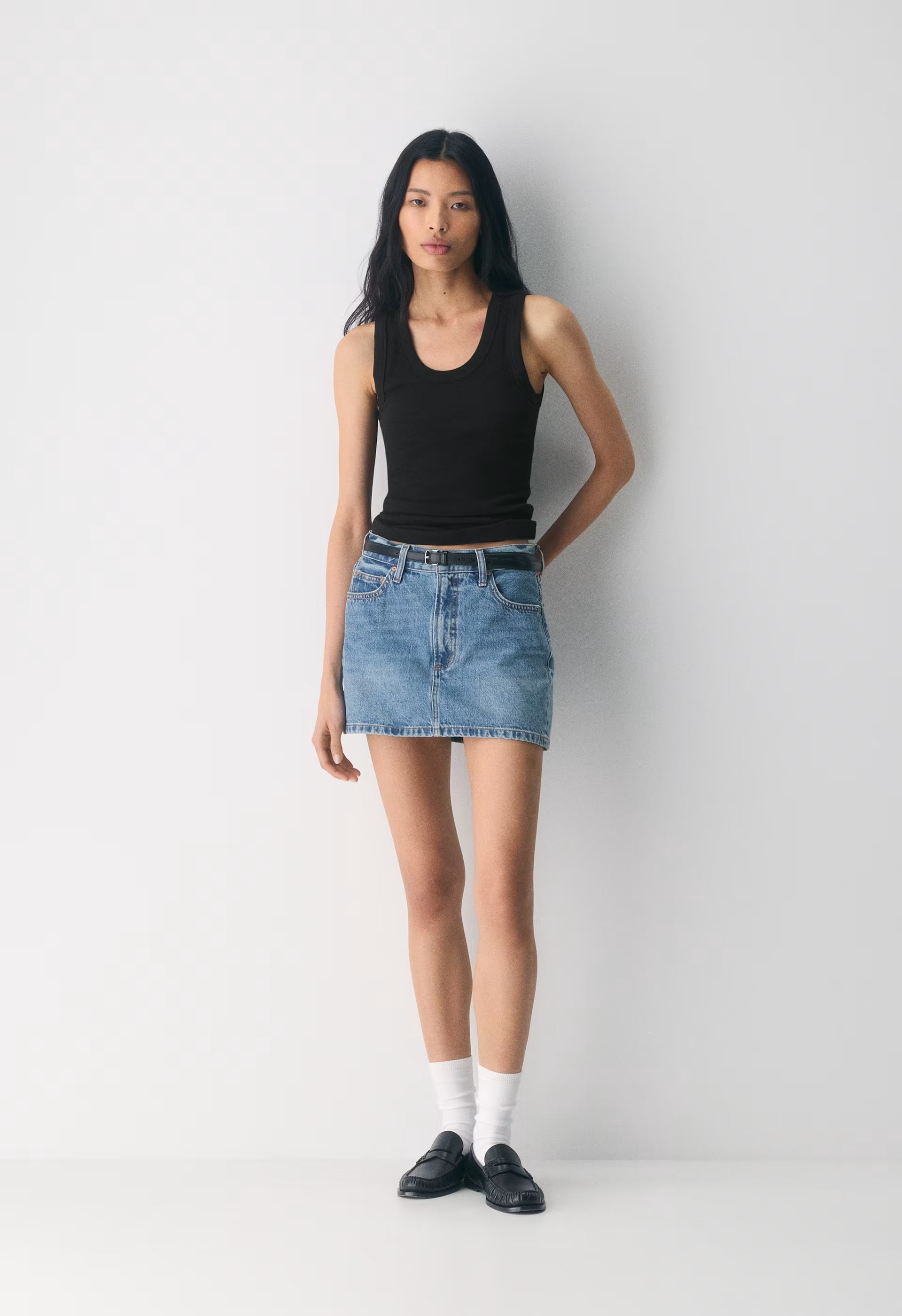 Denim Forum The ‘90s Ricci Micro Denim Skirt - 5 YRS KISS N TELL BLEU