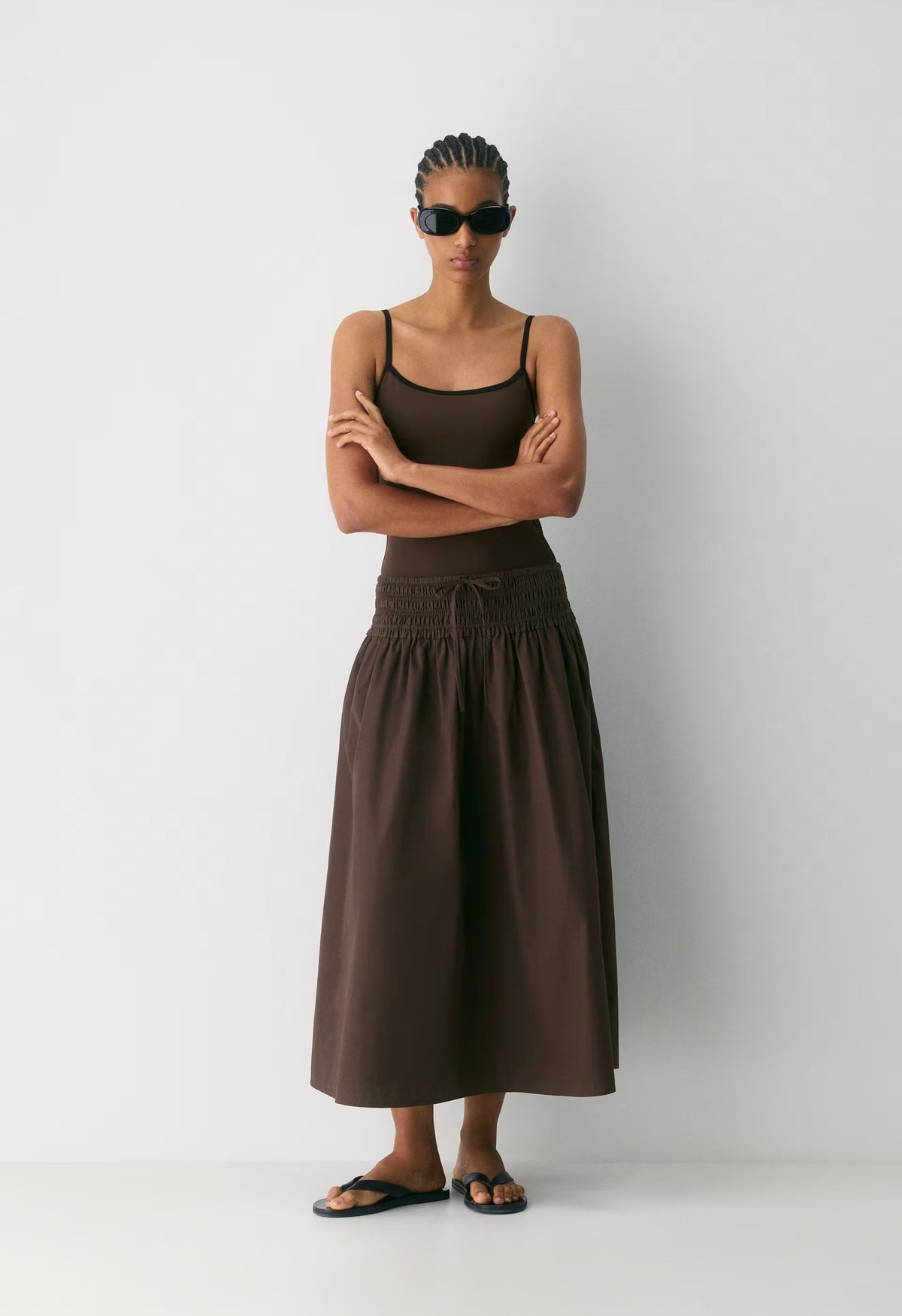 Vetiver Poplin Skirt - RICH MOCHA BROWN