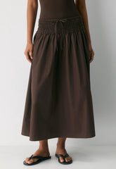 Vetiver Poplin Skirt - RICH MOCHA BROWN