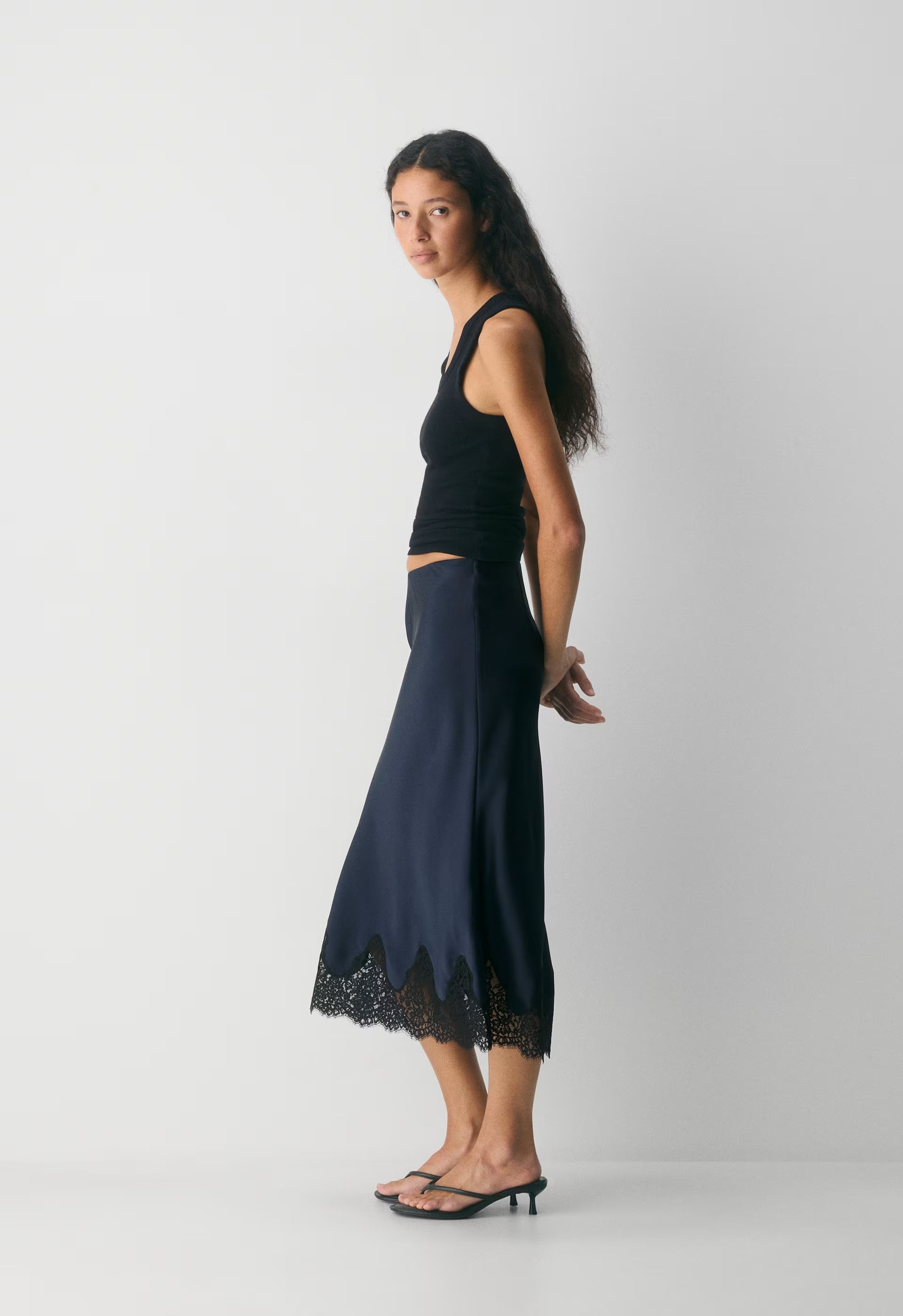 Henrietta Satin Skirt - ADMIRAL/BLACK