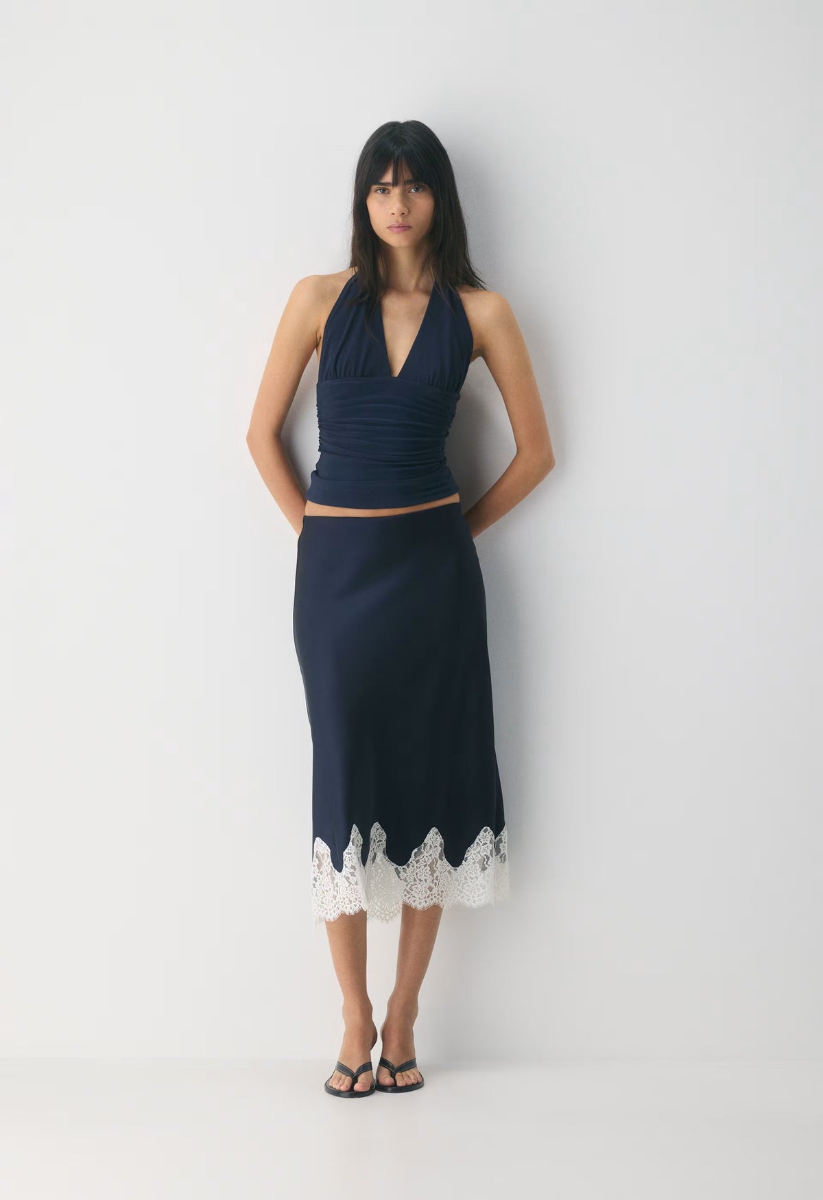 Henrietta Satin Skirt - ADMIRAL/ LIGHT BIRCH