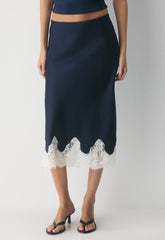 Henrietta Satin Skirt - ADMIRAL/ LIGHT BIRCH