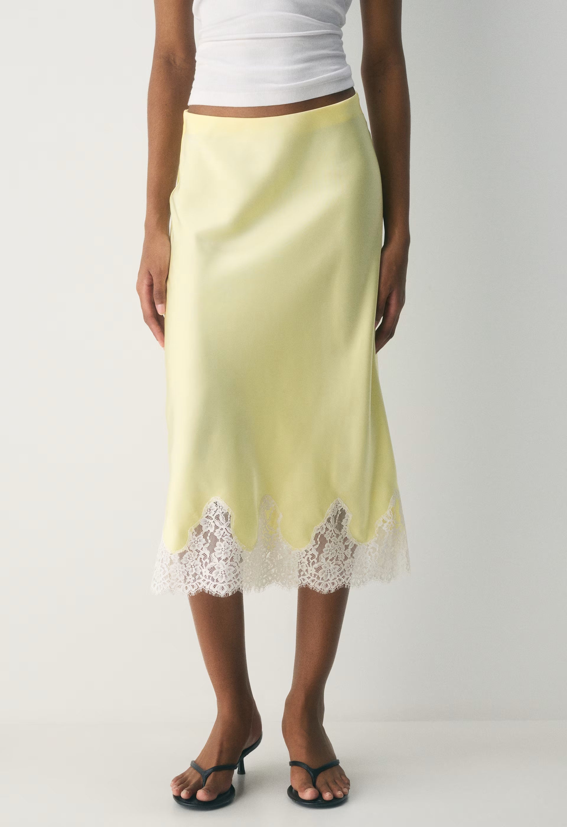 Henrietta Satin Skirt - LEMONADE/LIGHT BIRCH