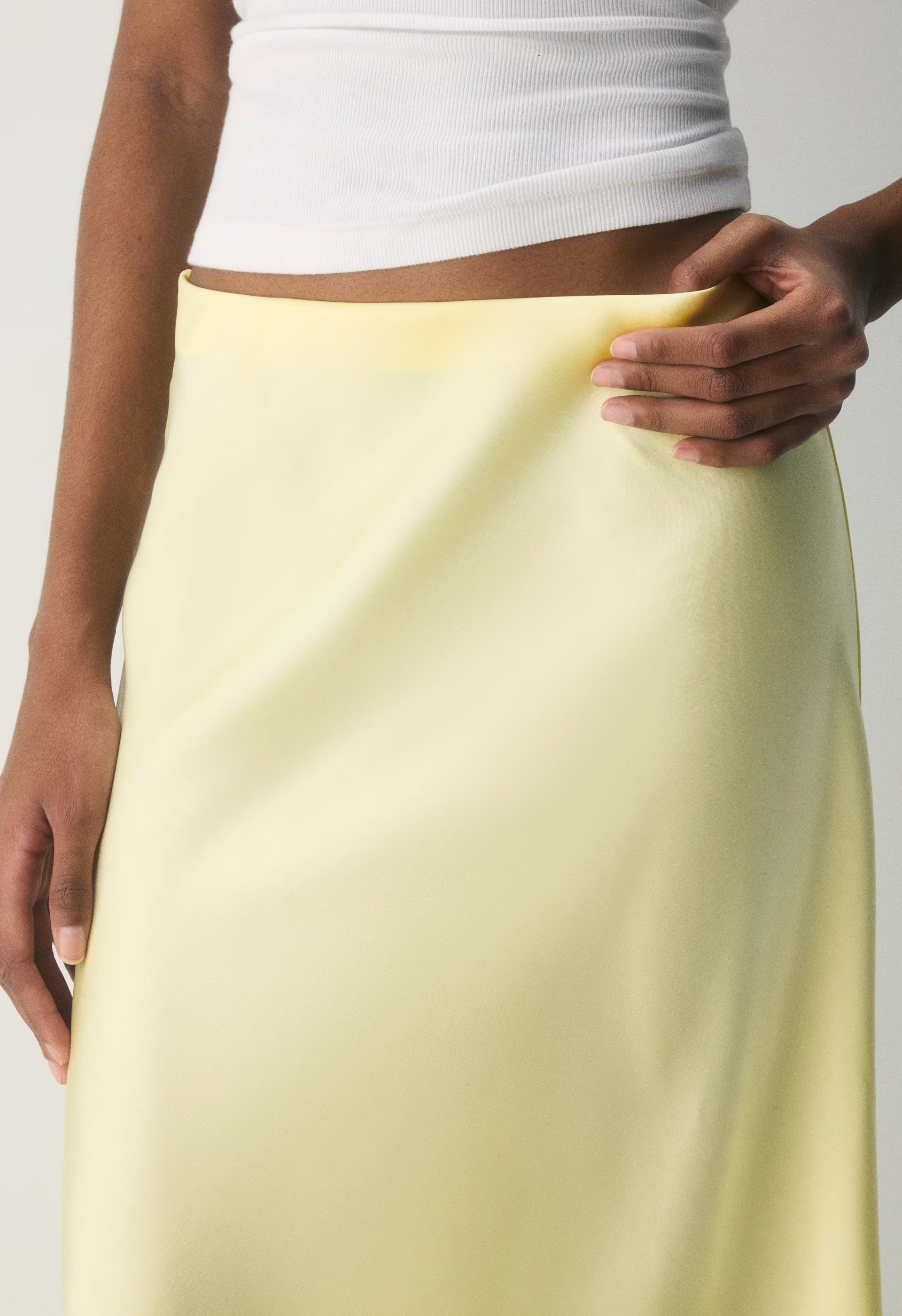 Henrietta Satin Skirt - LEMONADE/LIGHT BIRCH