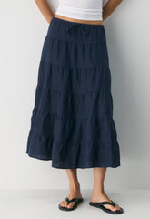 Bouquet Linen Skirt - ADMIRAL